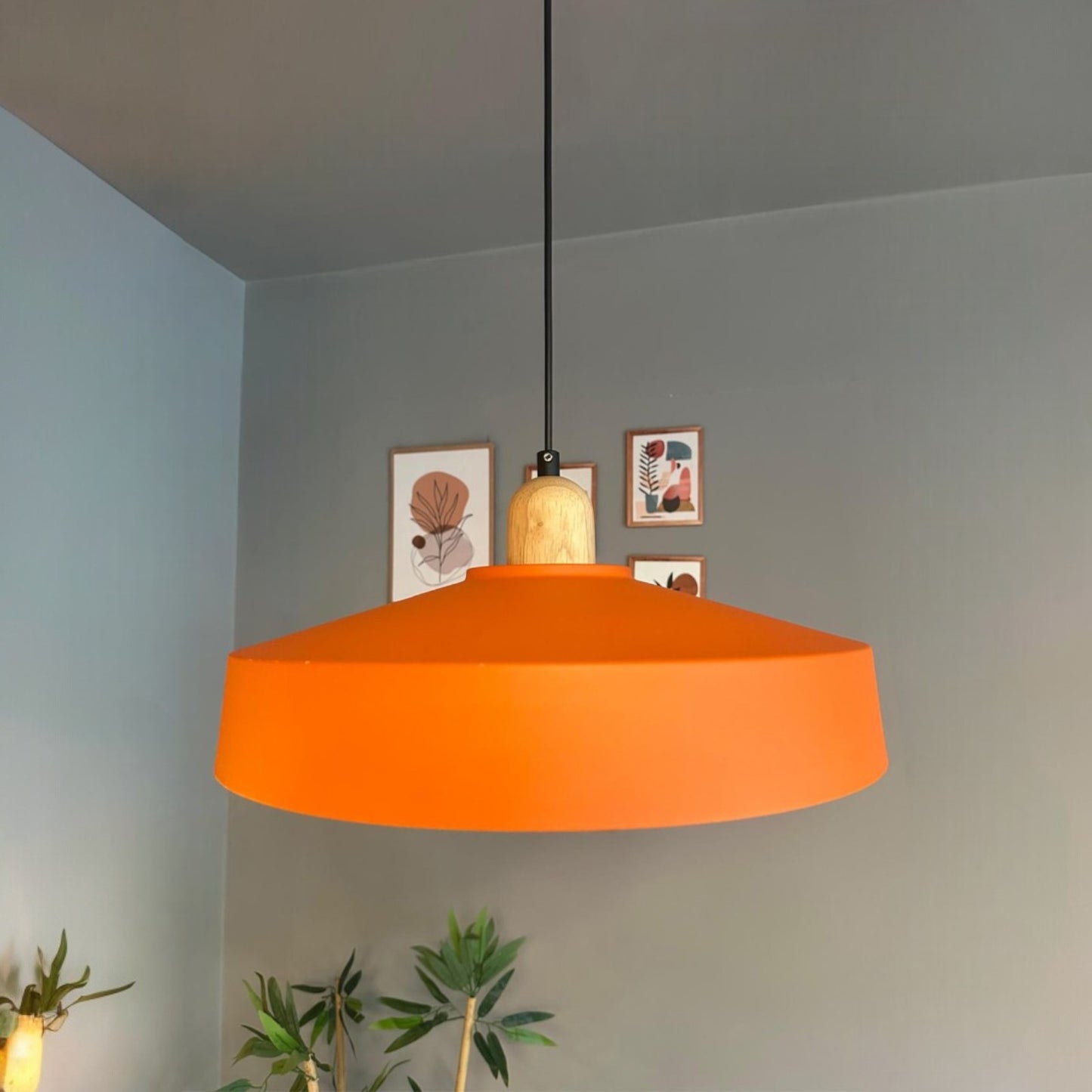 Ace Holz Hängelampe Esstich Ø40cm, Pendelleuchte Vintage Industrial aus Metall Holz E27