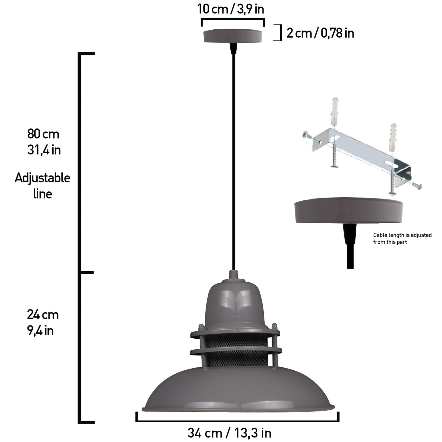 Hängelampe Metall E27 Fassung