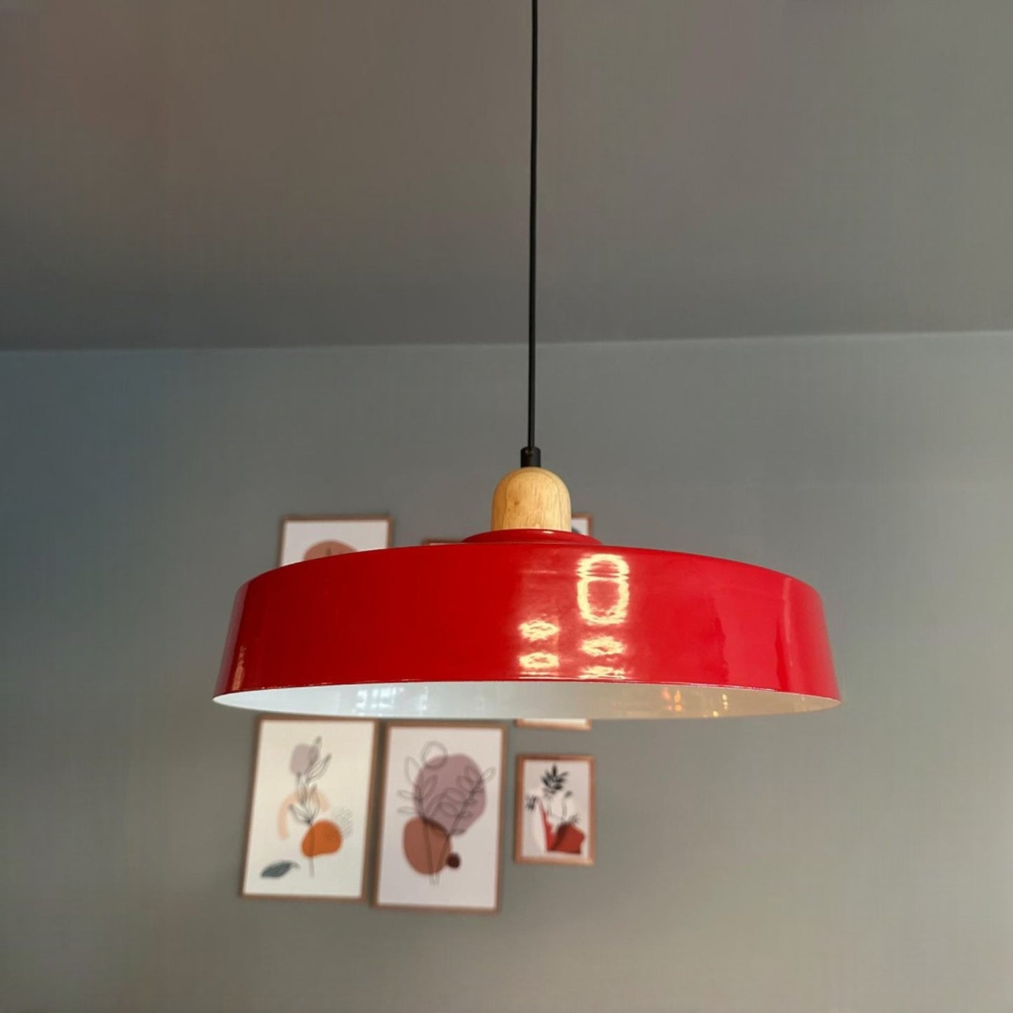 Ace Holz Hängelampe Esstich Ø40cm, Pendelleuchte Vintage Industrial aus Metall Holz E27