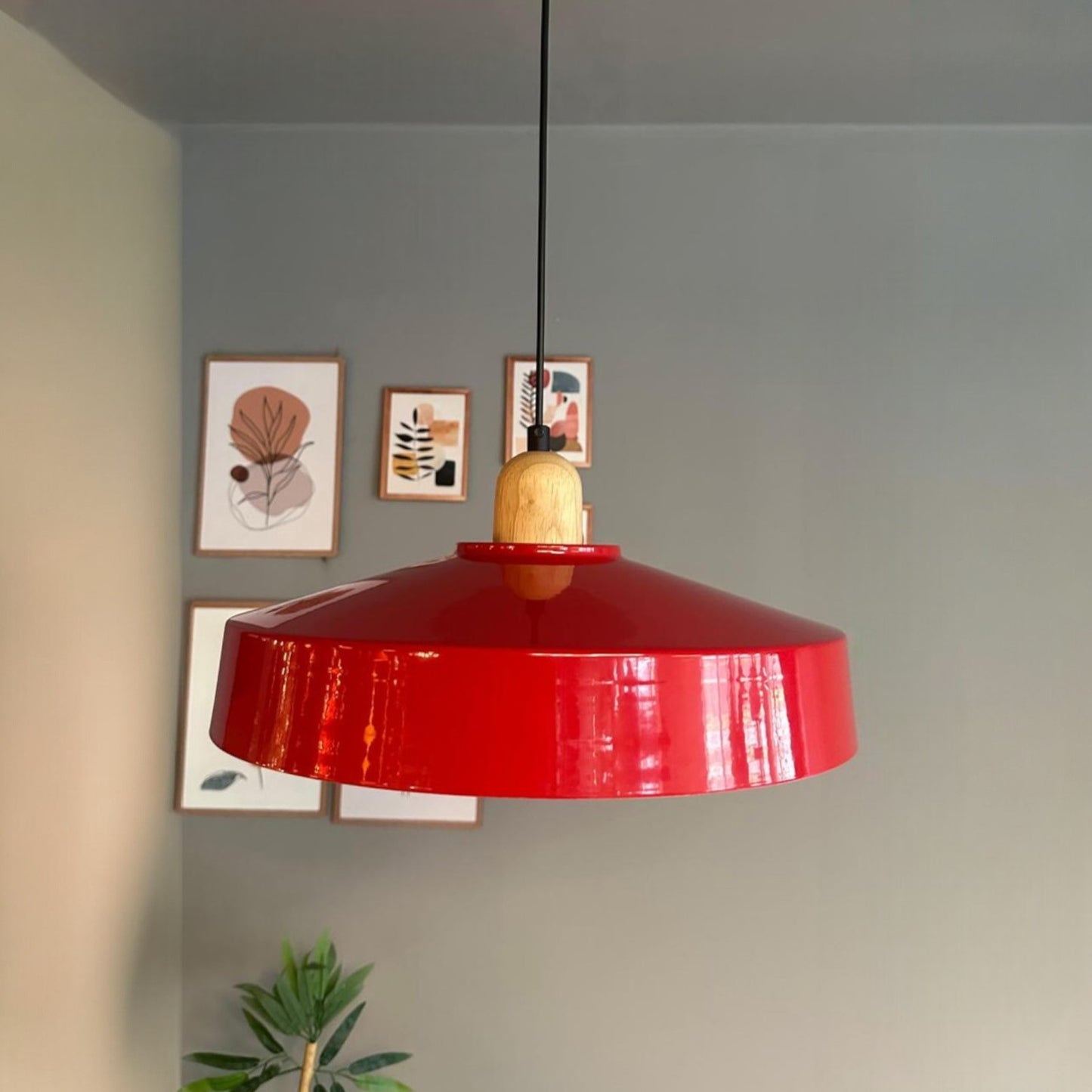 Ace Holz Hängelampe Esstich Ø40cm, Pendelleuchte Vintage Industrial aus Metall Holz E27