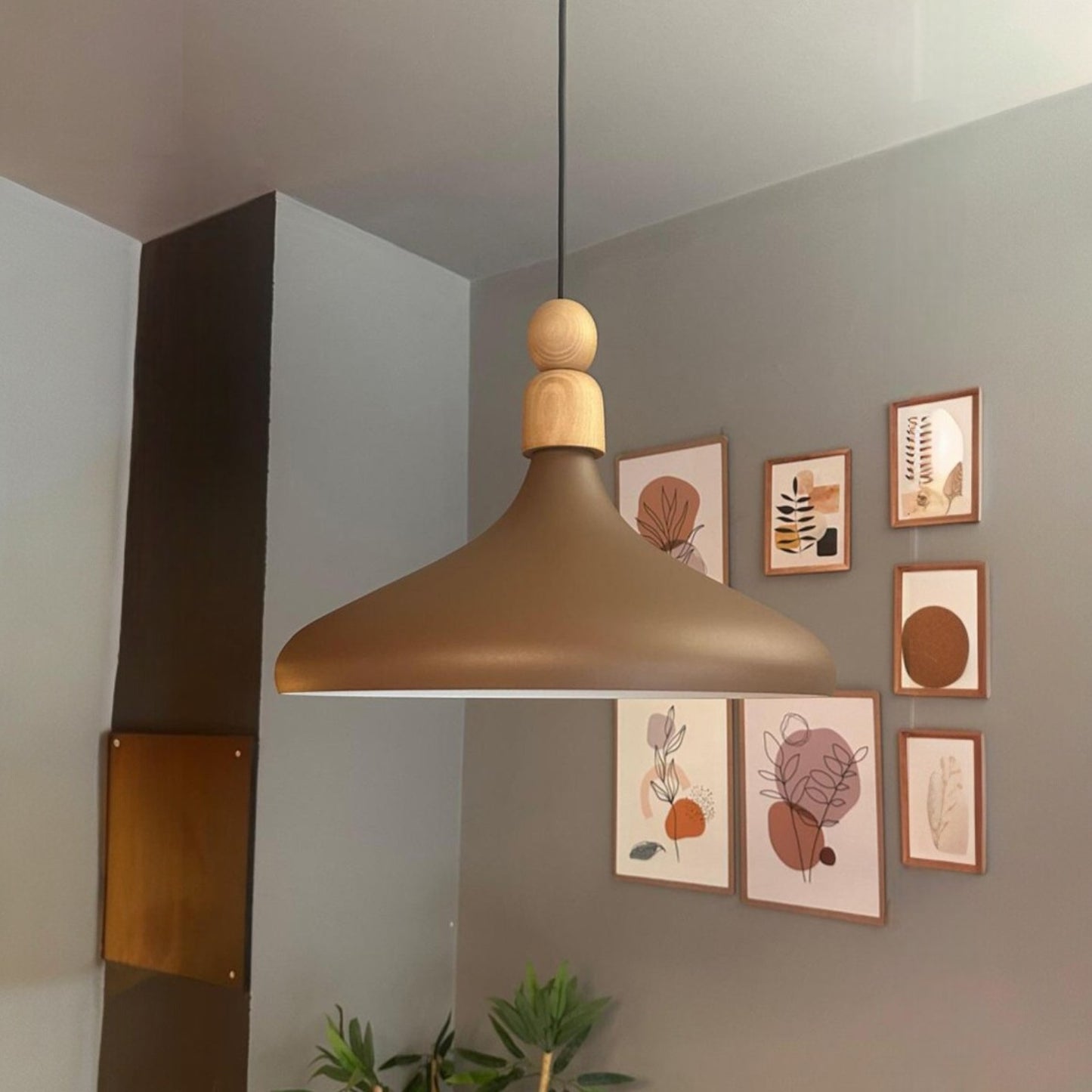 Bamyum Champion Holz Metall E27 Moderne Pendellampe