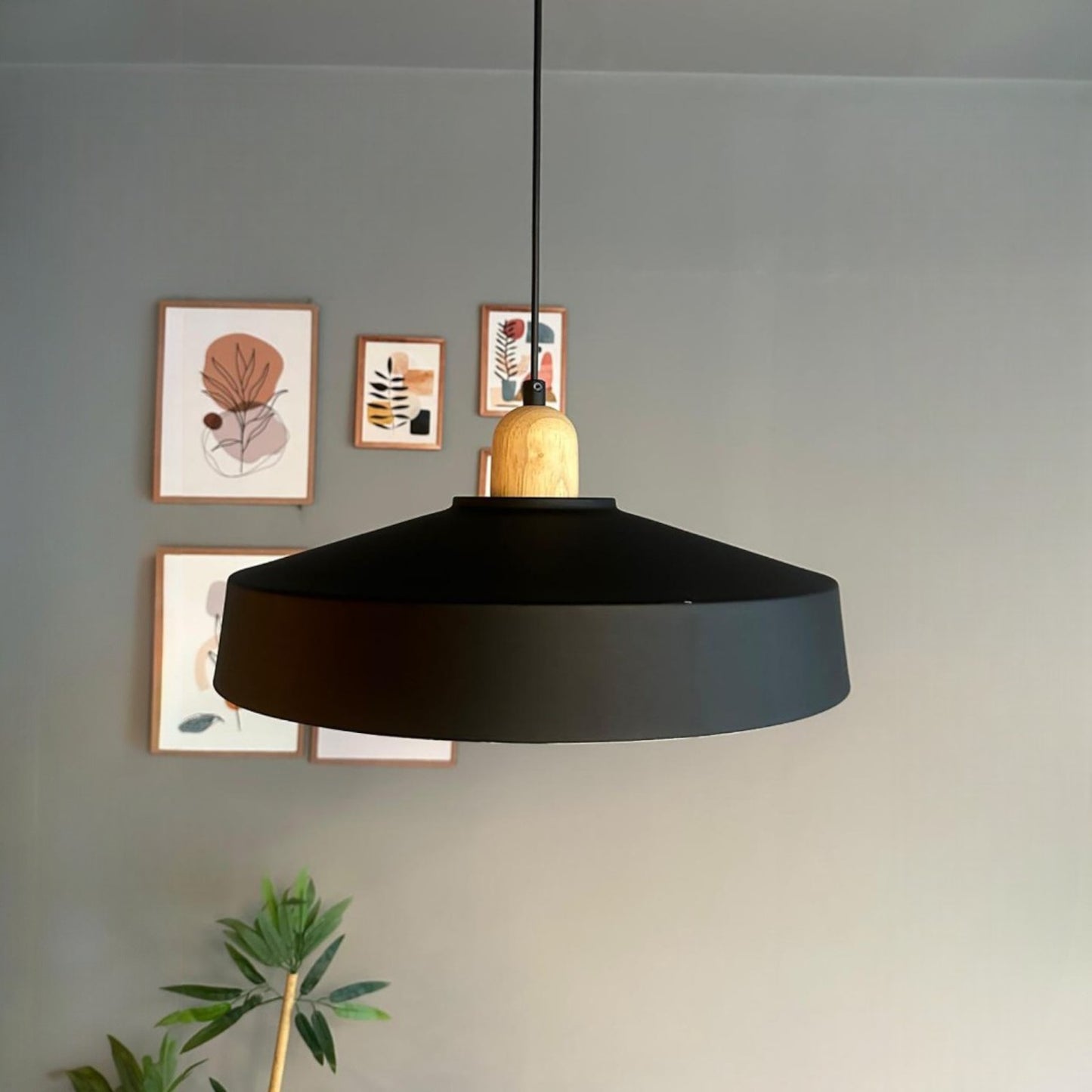 Ace Holz Hängelampe Esstich Ø40cm, Pendelleuchte Vintage Industrial aus Metall Holz E27