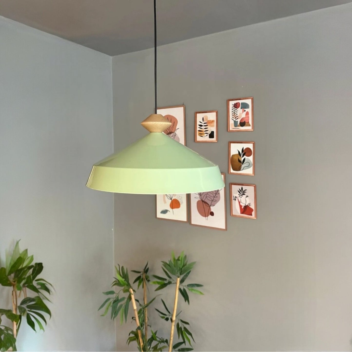 Lema Pendelleuchte Holz Ø35.5 cm, Hängelampe Industrial Vintage