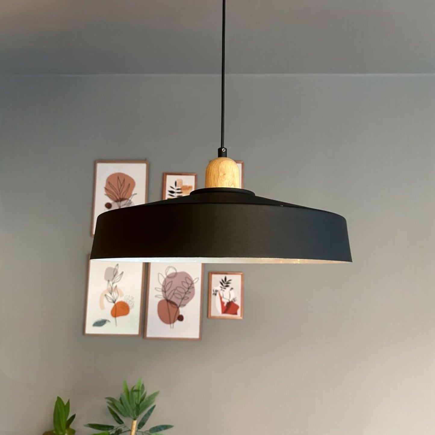 Ace Holz Hängelampe Esstich Ø40cm, Pendelleuchte Vintage Industrial aus Metall Holz E27