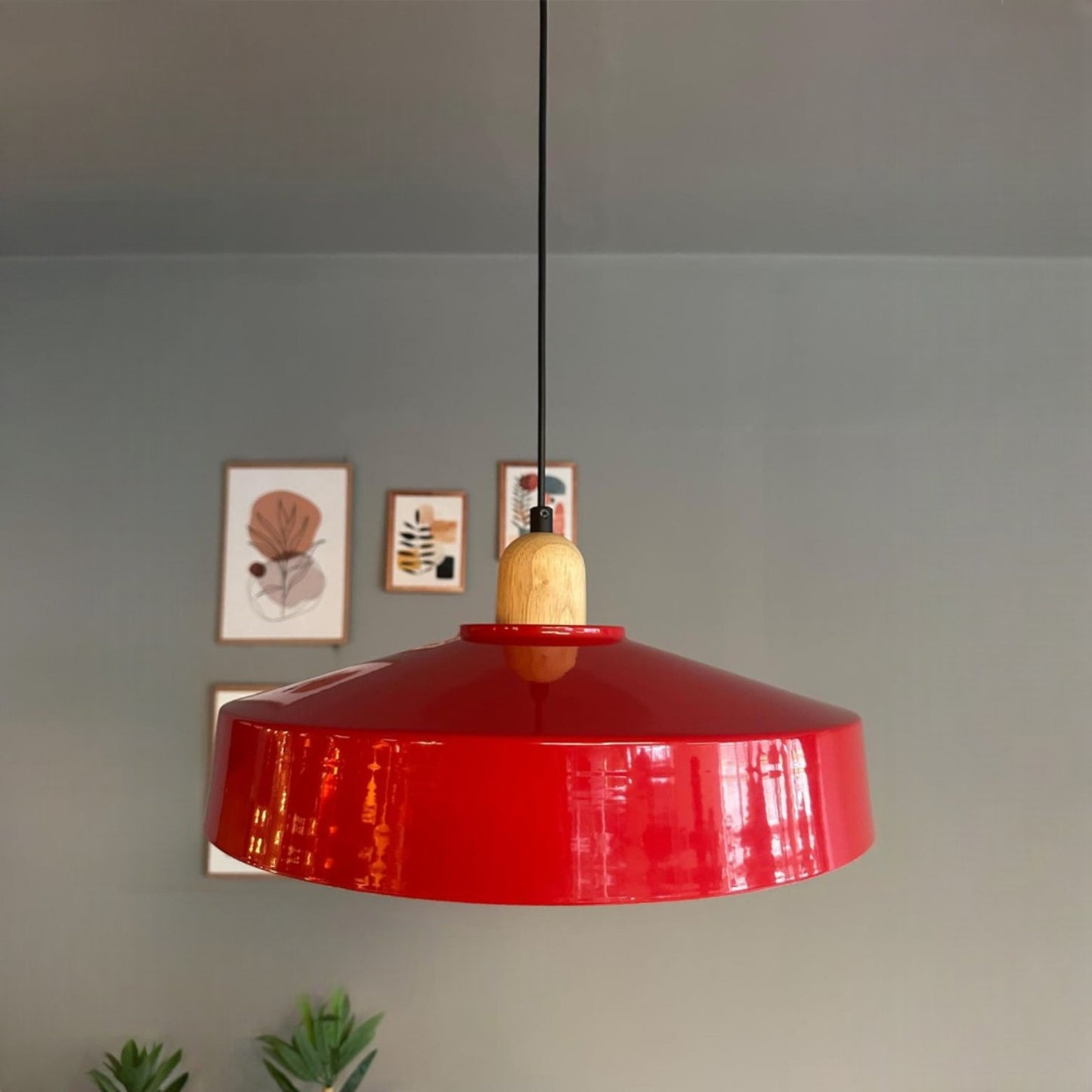 Ace Holz Hängelampe Esstich Ø40cm, Pendelleuchte Vintage Industrial aus Metall Holz E27