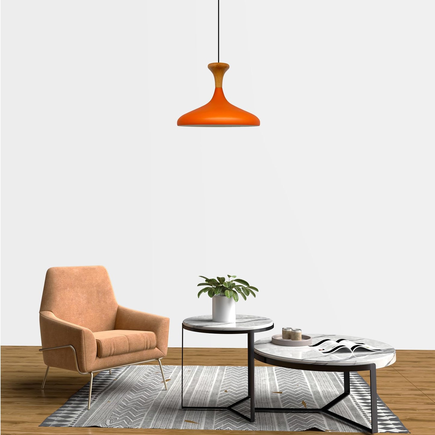 Champion Pendelleuchte aus Holz, 35 cm Hängelampe Metall E27 Moderne Lampe