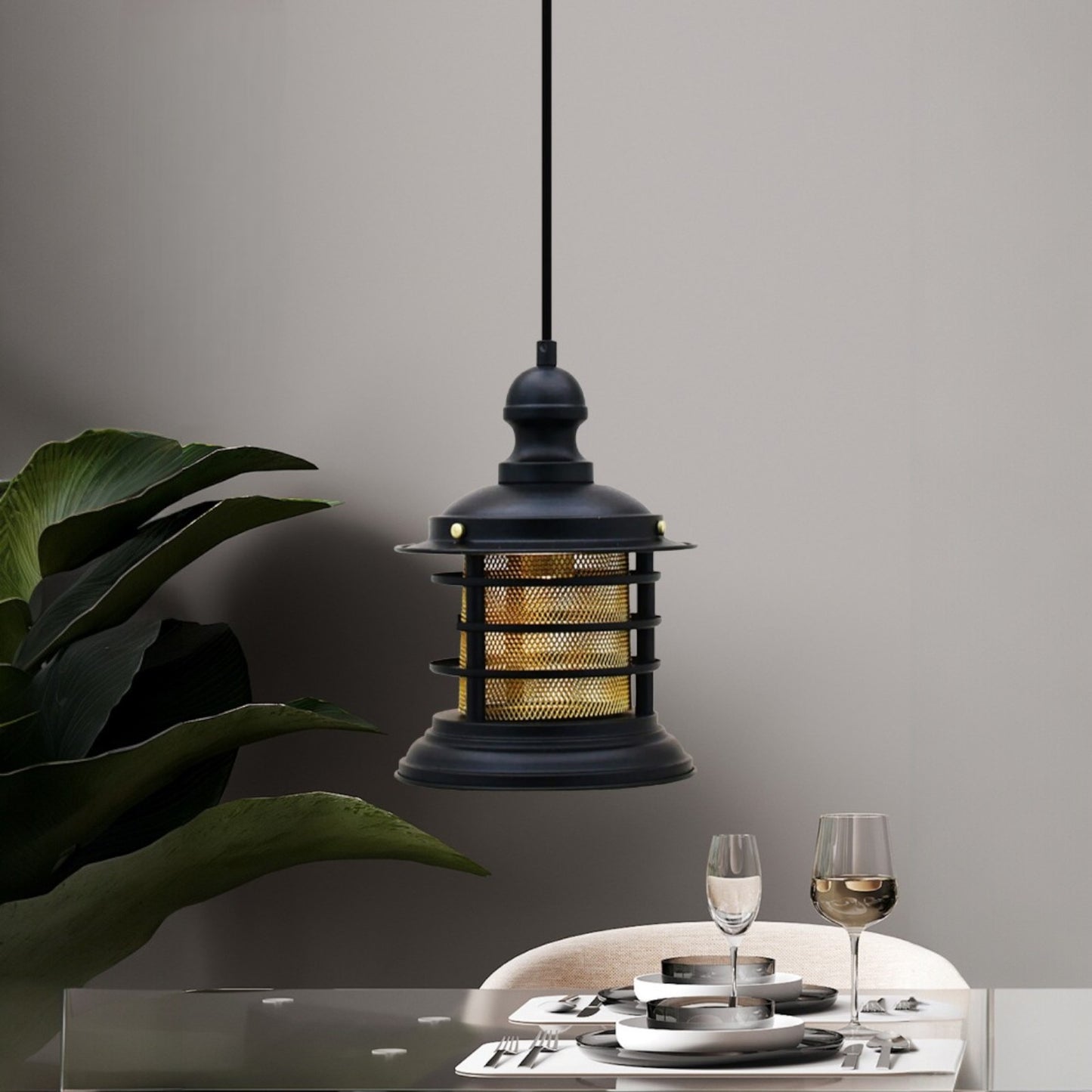 Schwarzer Vintage Kronleuchter Single Modern