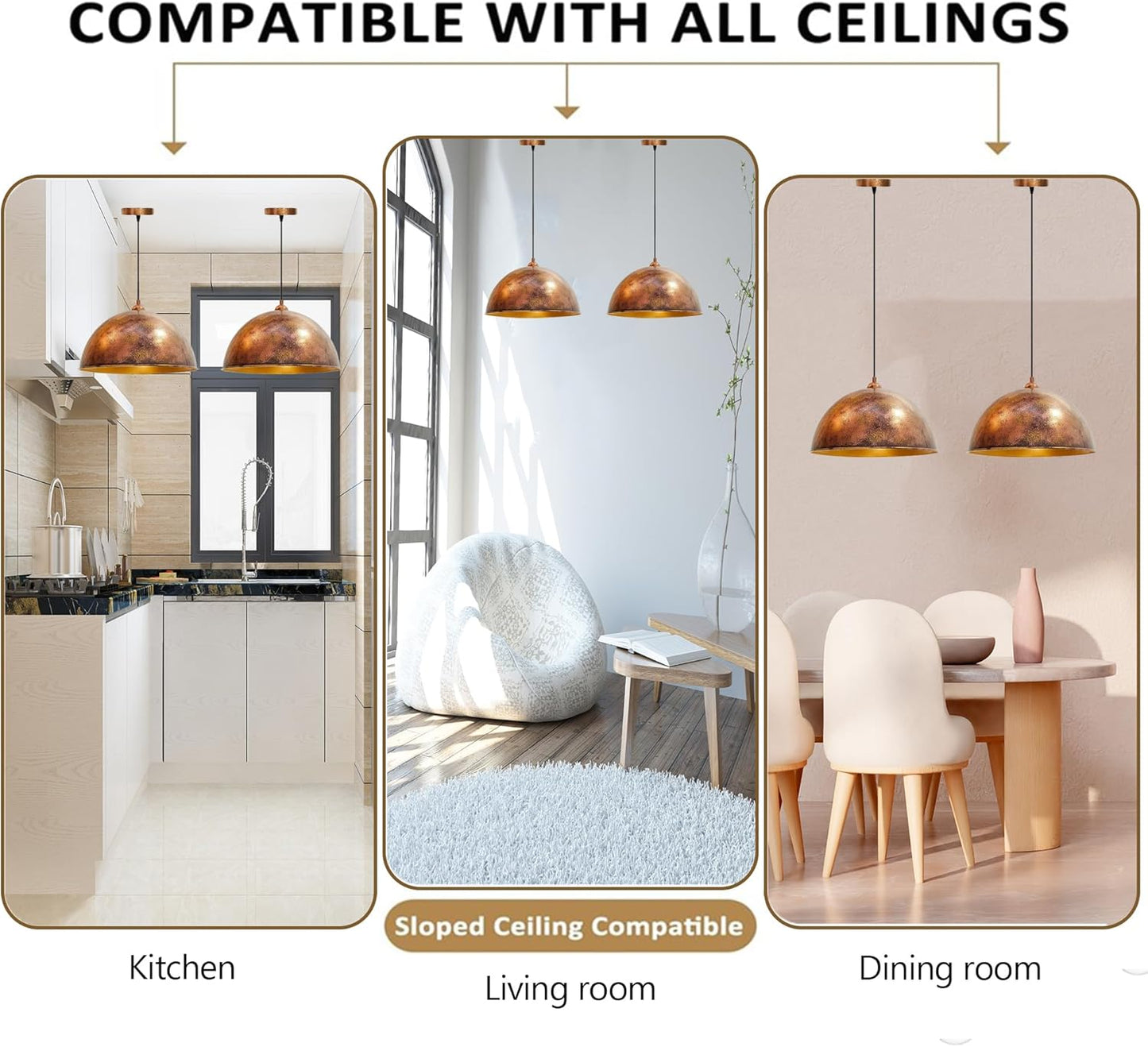 Doppel-Pendelleuchte Ø30 cm Kupferfarben