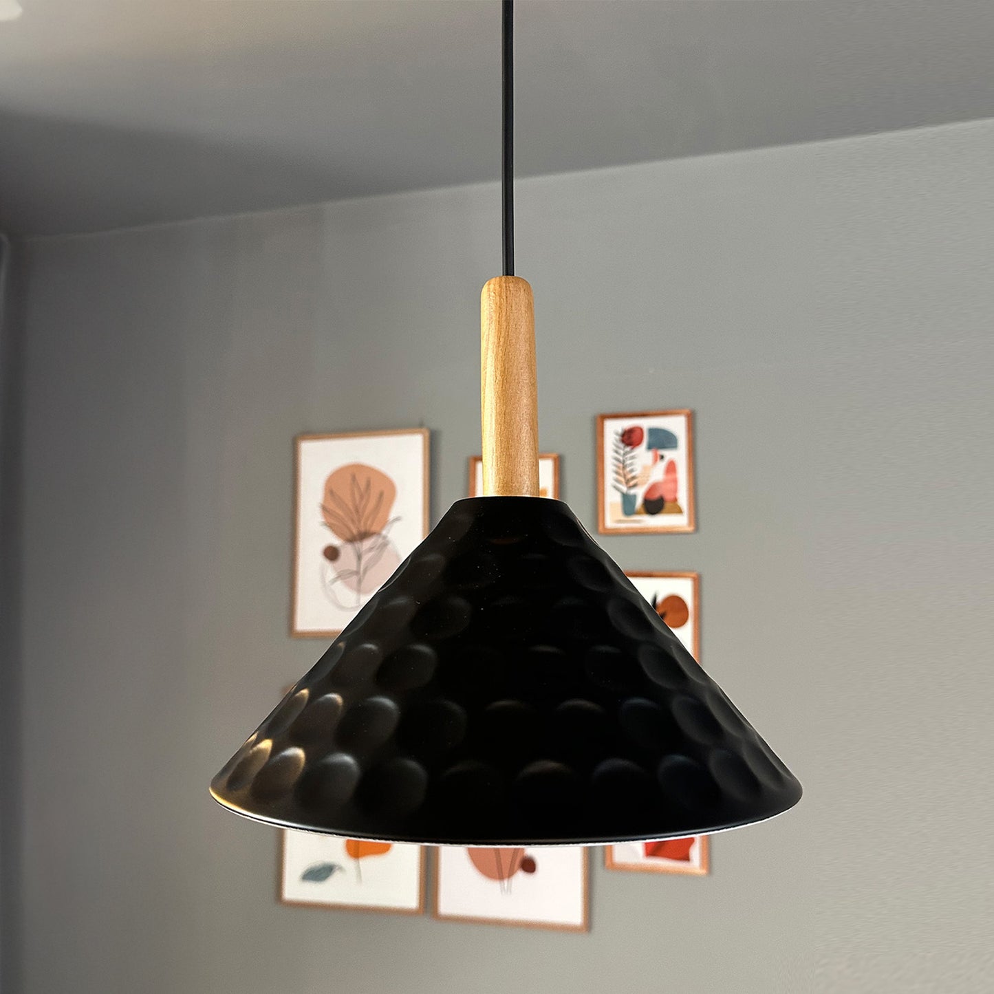 Rummy Pendelleuchte aus Holz, 24 cm Hängelampe Metall E27