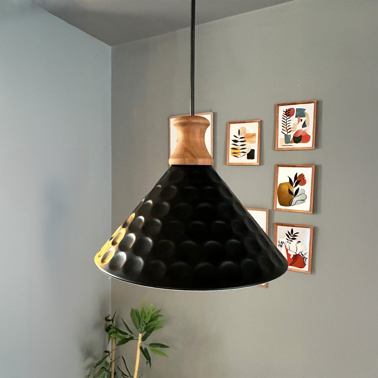 Rummy Pendelleuchte aus Holz, 24 cm Hängelampe Metall E27