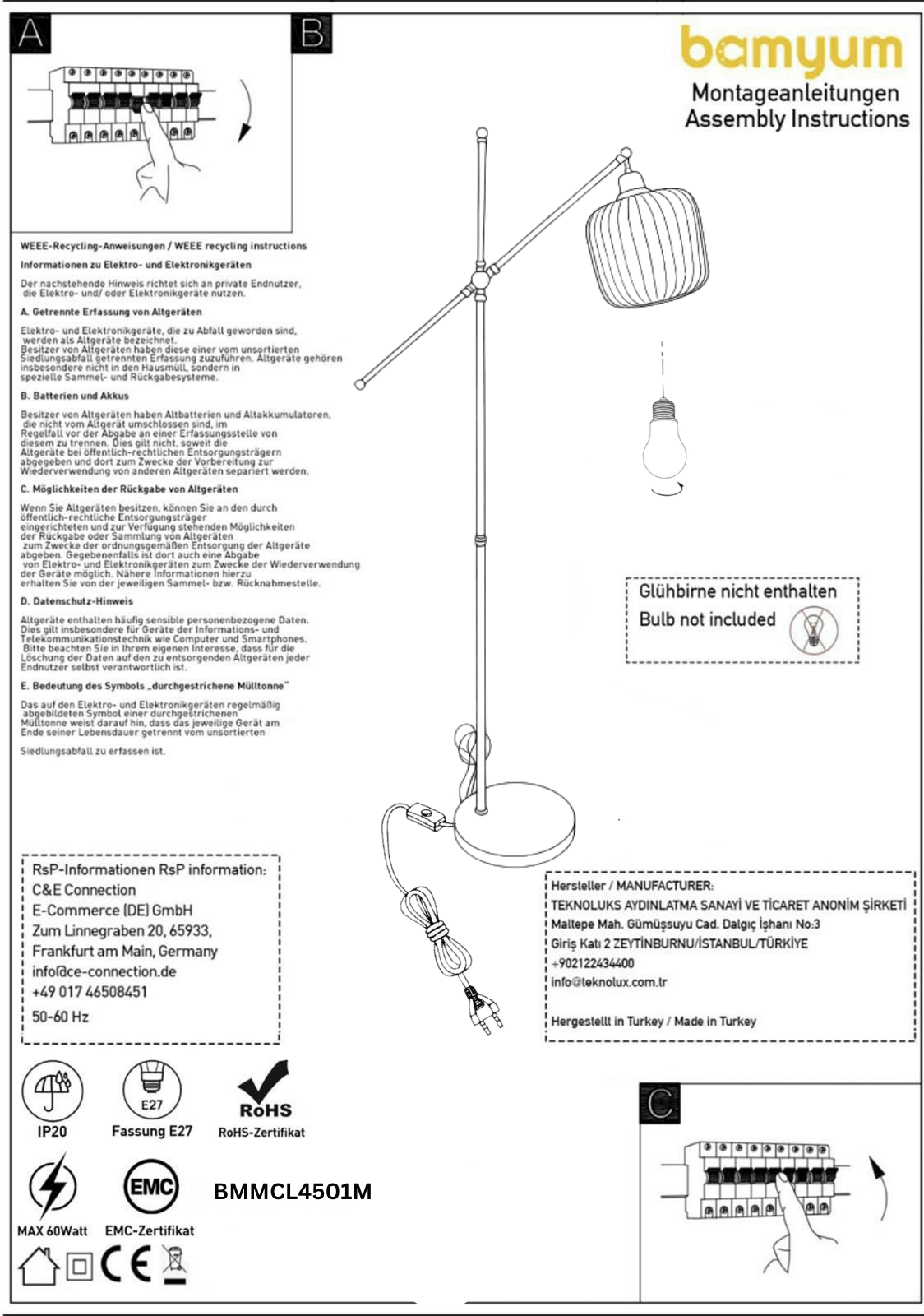 Tumbled Novellea Moving Head Moderne dekorative Metall Stehleuchte