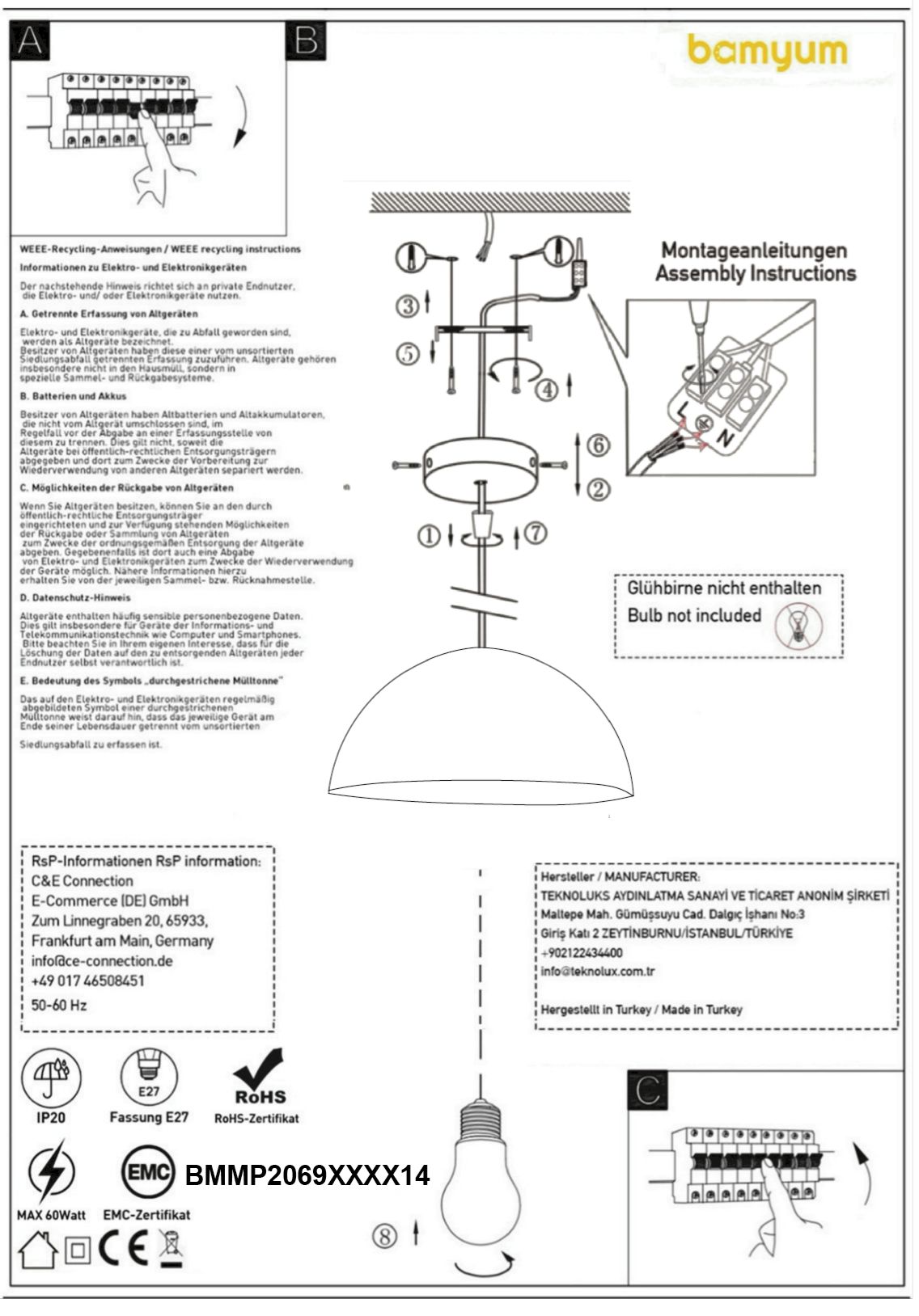 Hängelampe Industriell Lampe Vintage Holz Hängeleuchte