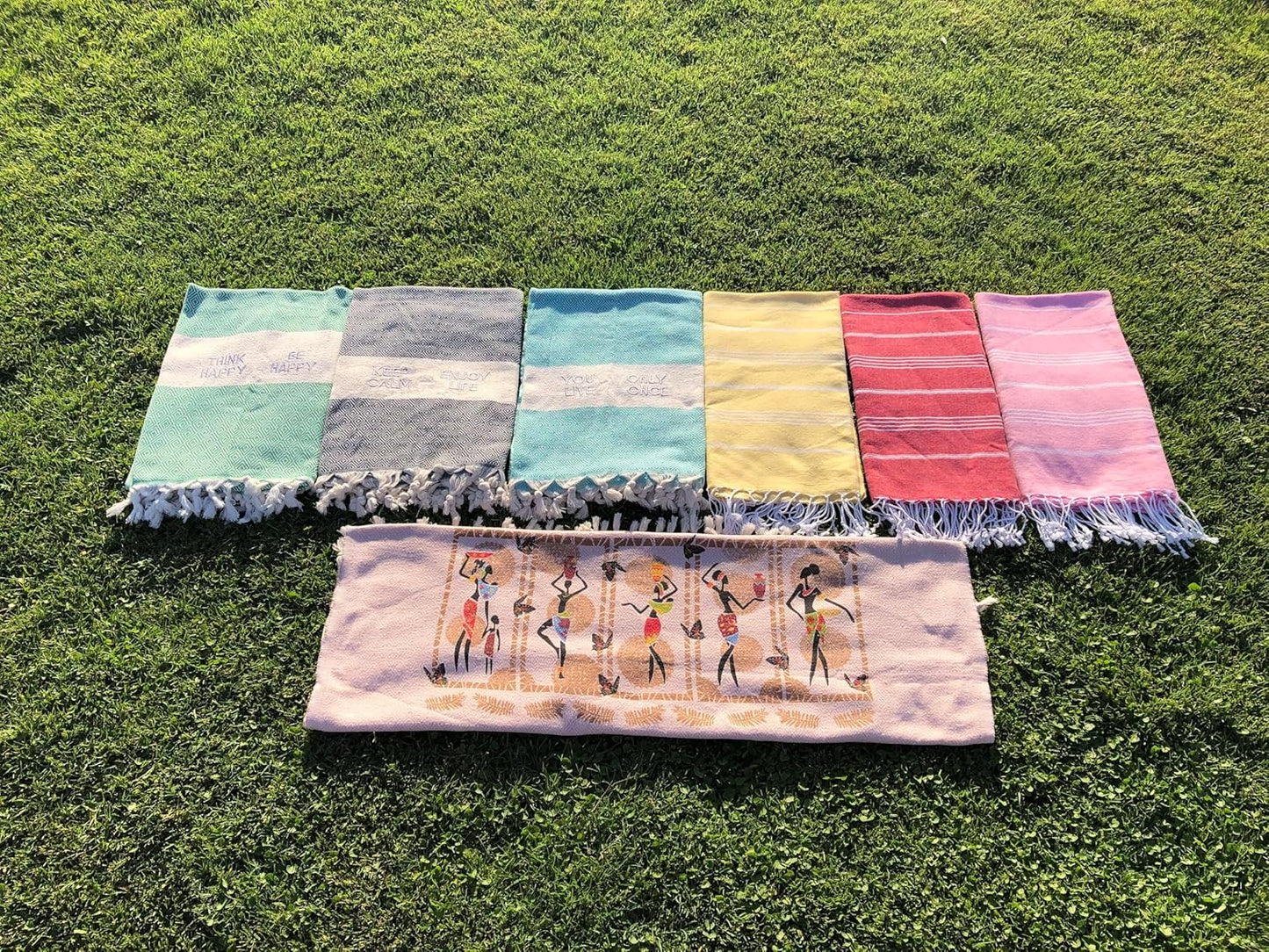 Bamyum ELMAS Großes Strandtuch 100 x 180 cm, Strandtuch Baumwolle Vintage