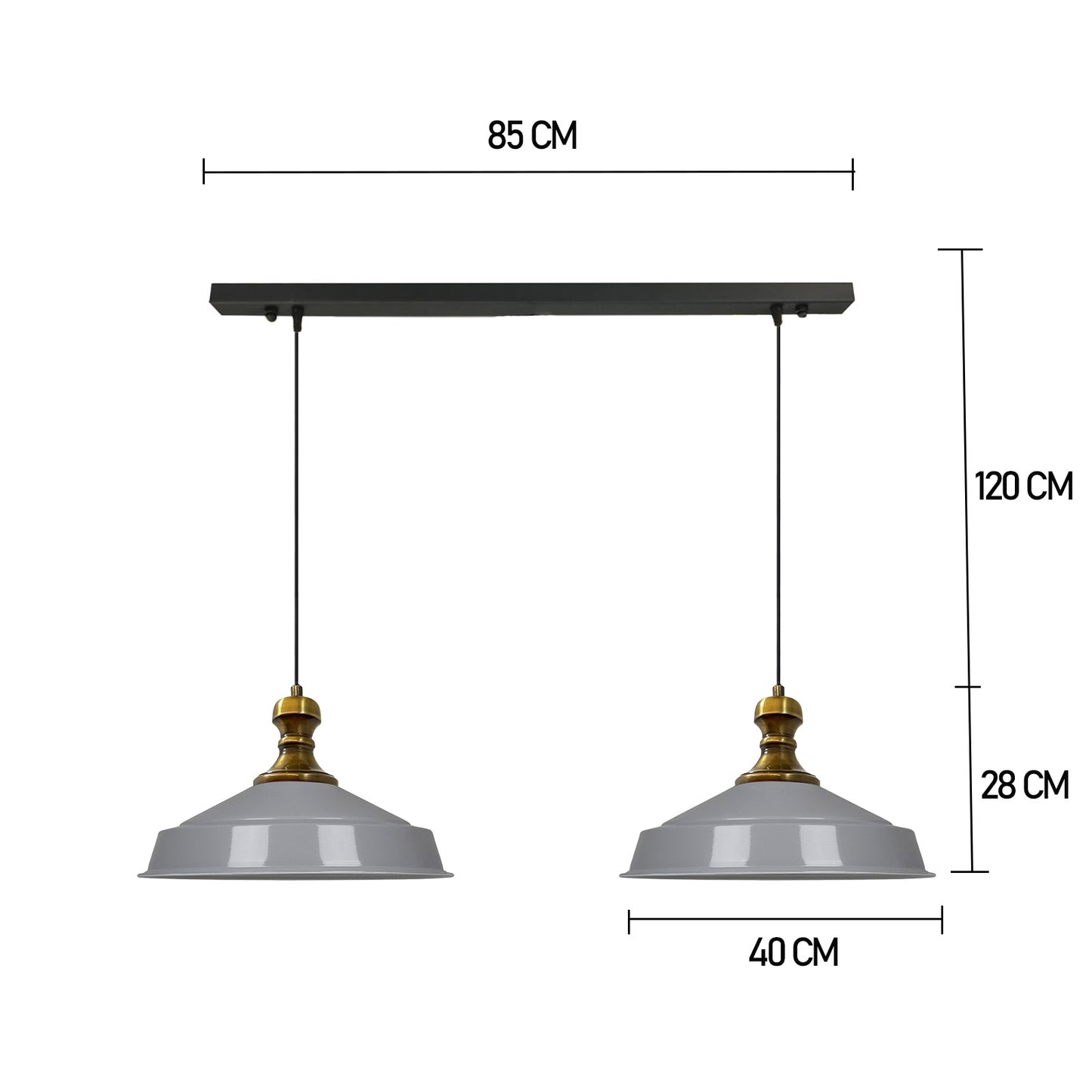 Bamyum Asletl-Knob 2 Flammig Metall 40cm, Hängelampe