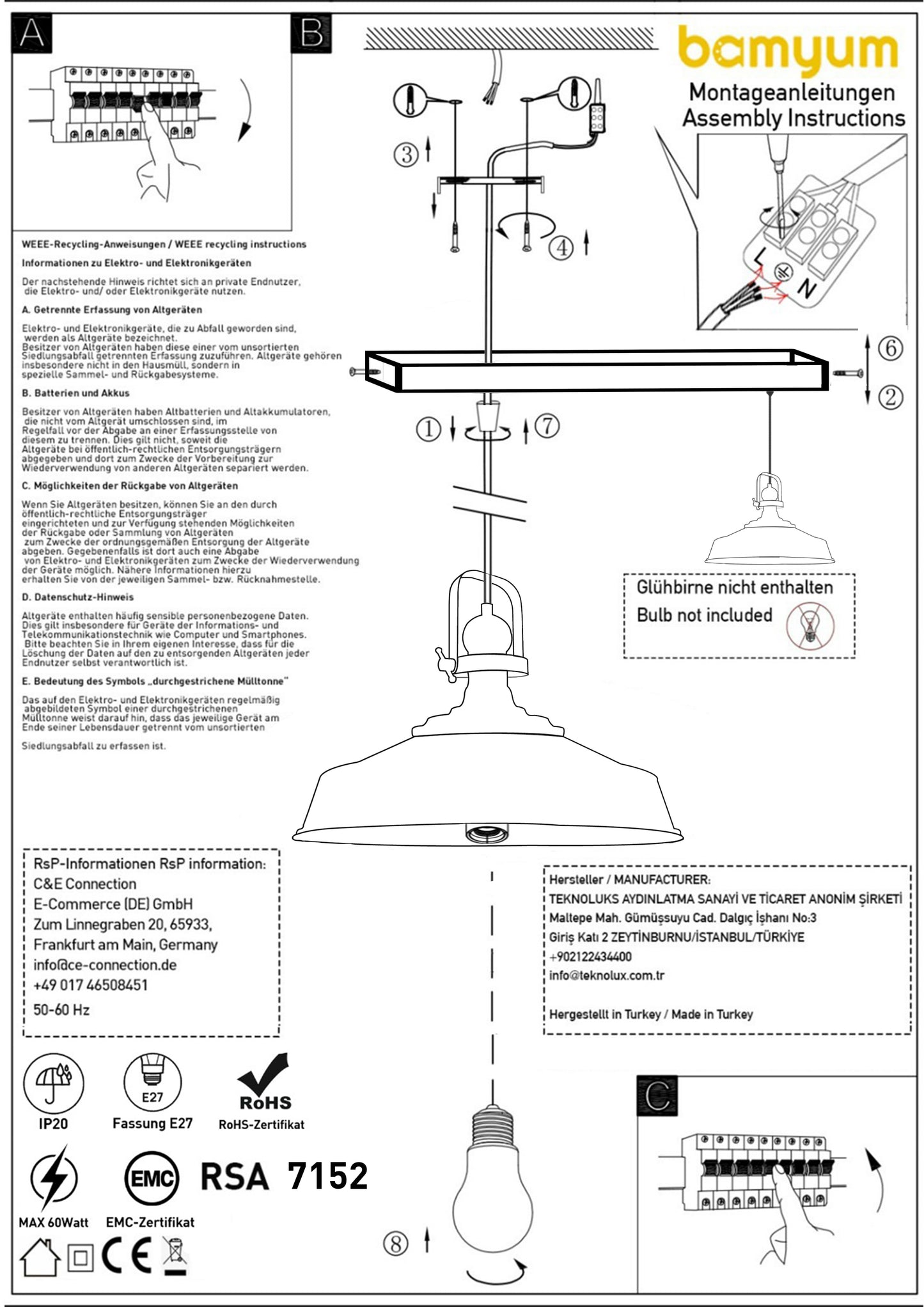 2 Stück E27 Metall Hängelampe Pendelleuchte