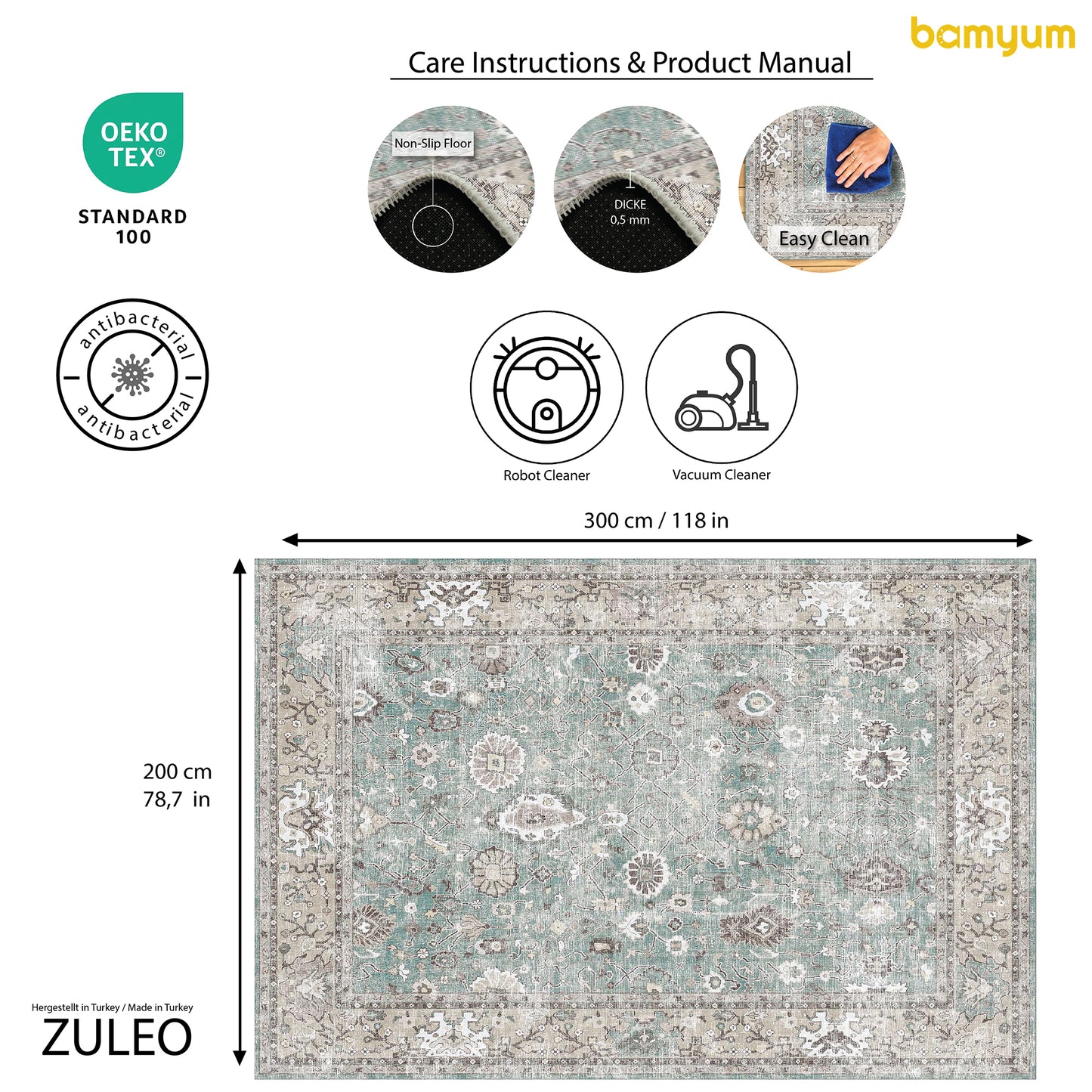 Zuleo Bedruckter Teppich Chenille-Druck Maschinell Hergestellt