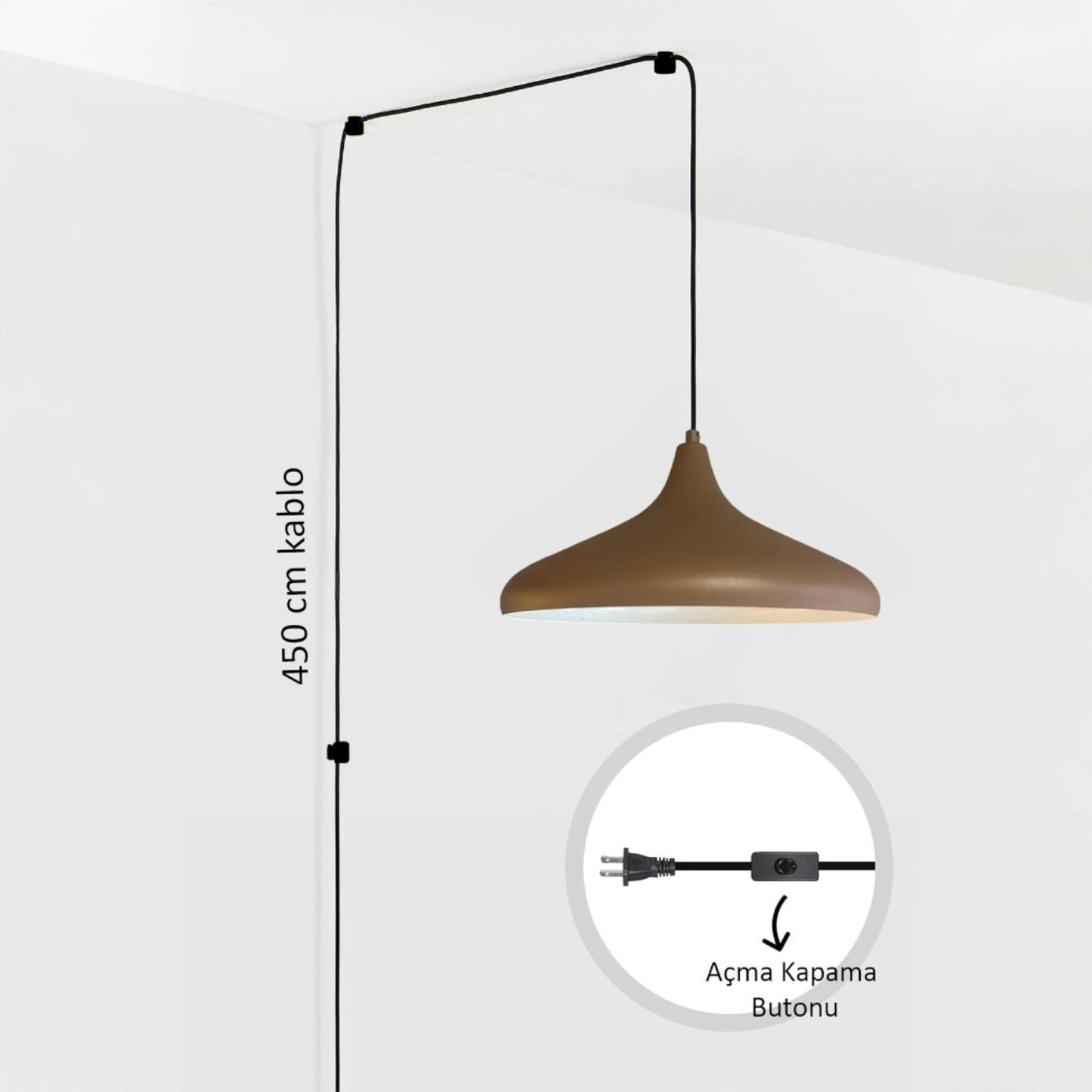 Bamyum Champion Metall mit 450 cm Kabel Schalter EU Stecker, Hängelampe