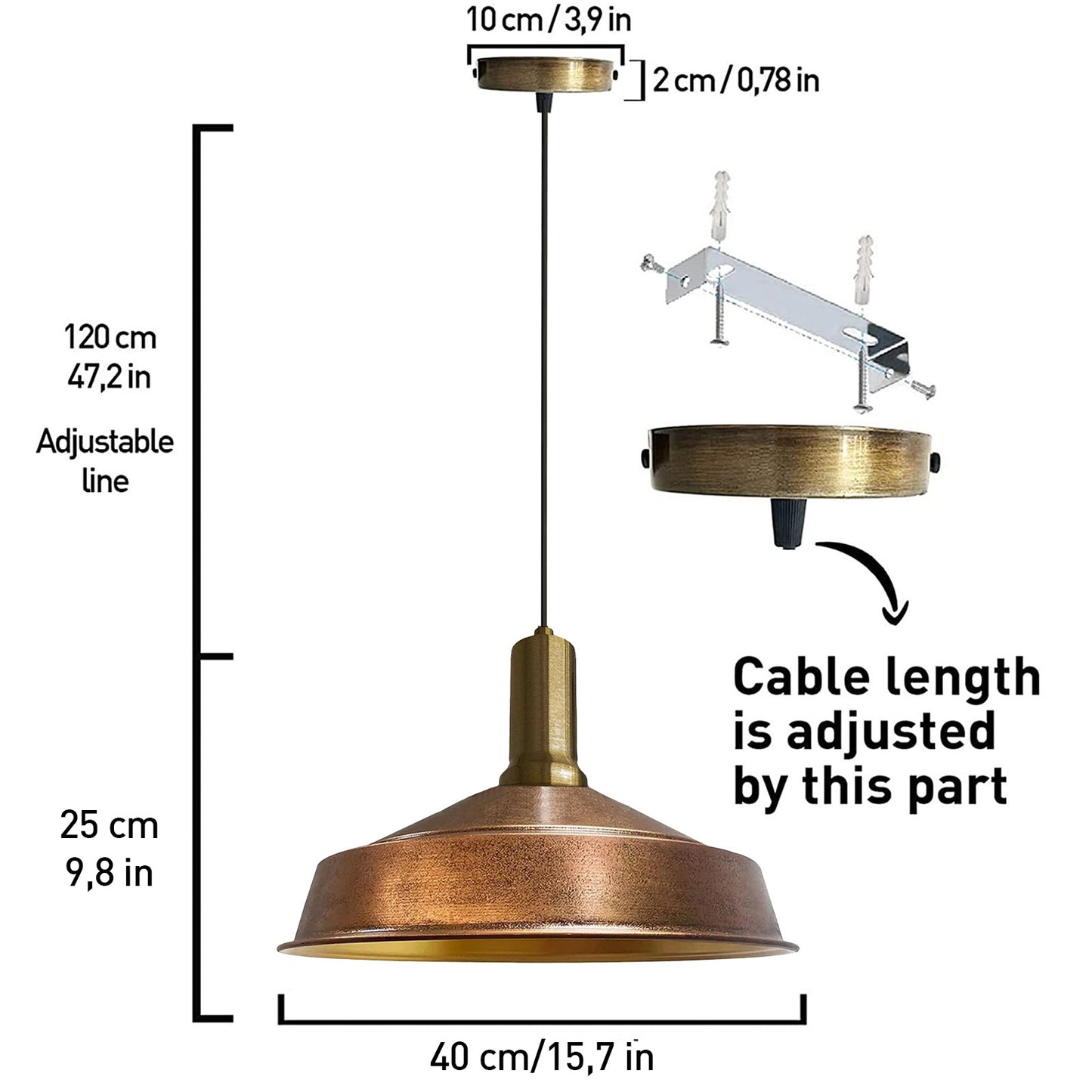 Bamyum Asletl Vintage Hängelampe Industrial aus Metall Hängelampe