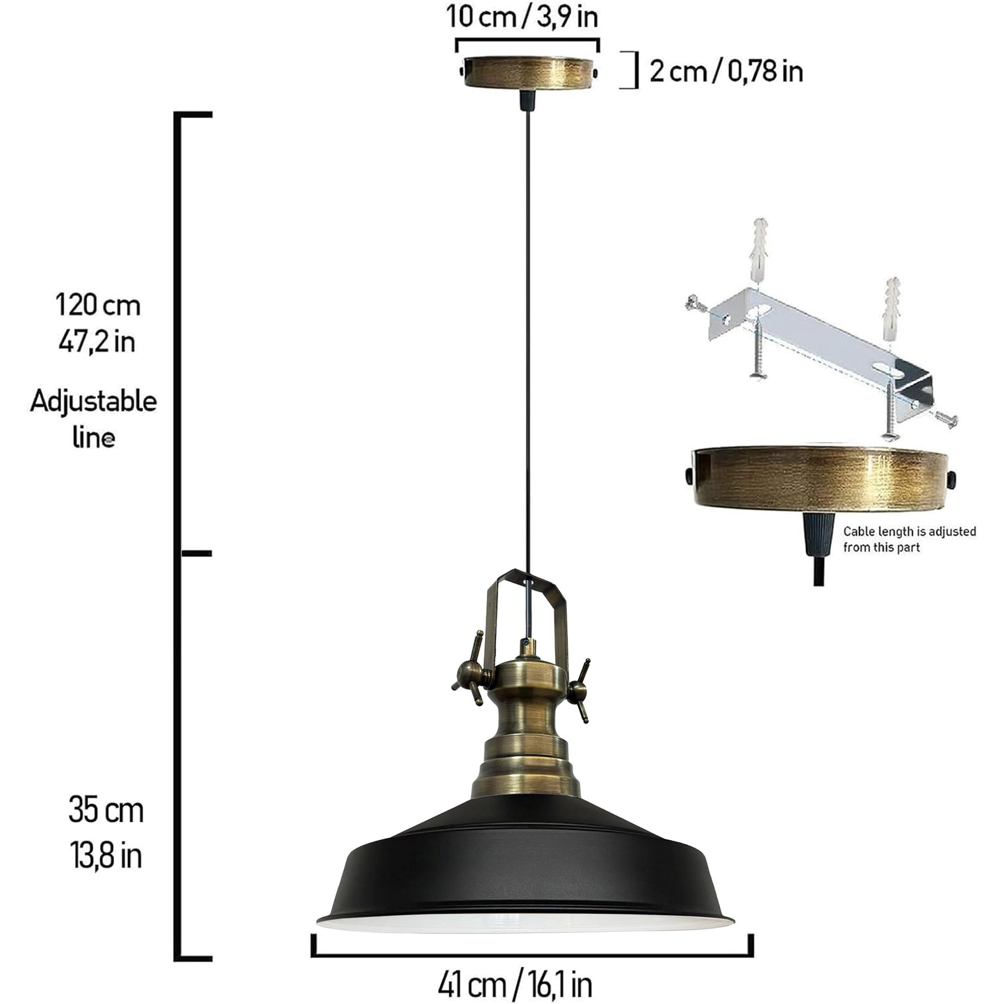 Bamyum Asletl Hängelampe Industrial Metall Vintage Hängelampe
