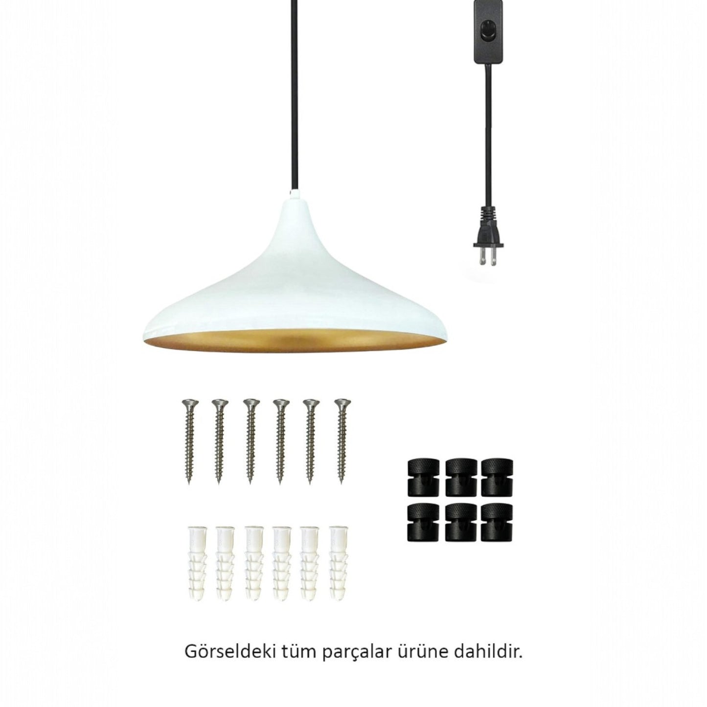 Bamyum Champion Metall mit 450 cm Kabel Schalter EU Stecker, Hängelampe