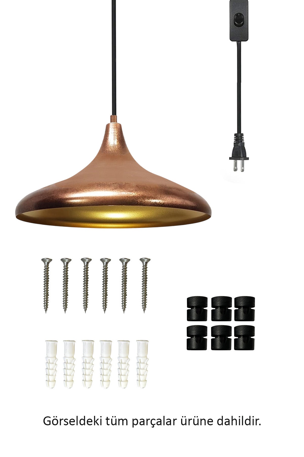 Bamyum Champion Metall mit 450 cm Kabel Schalter EU Stecker, Hängelampe