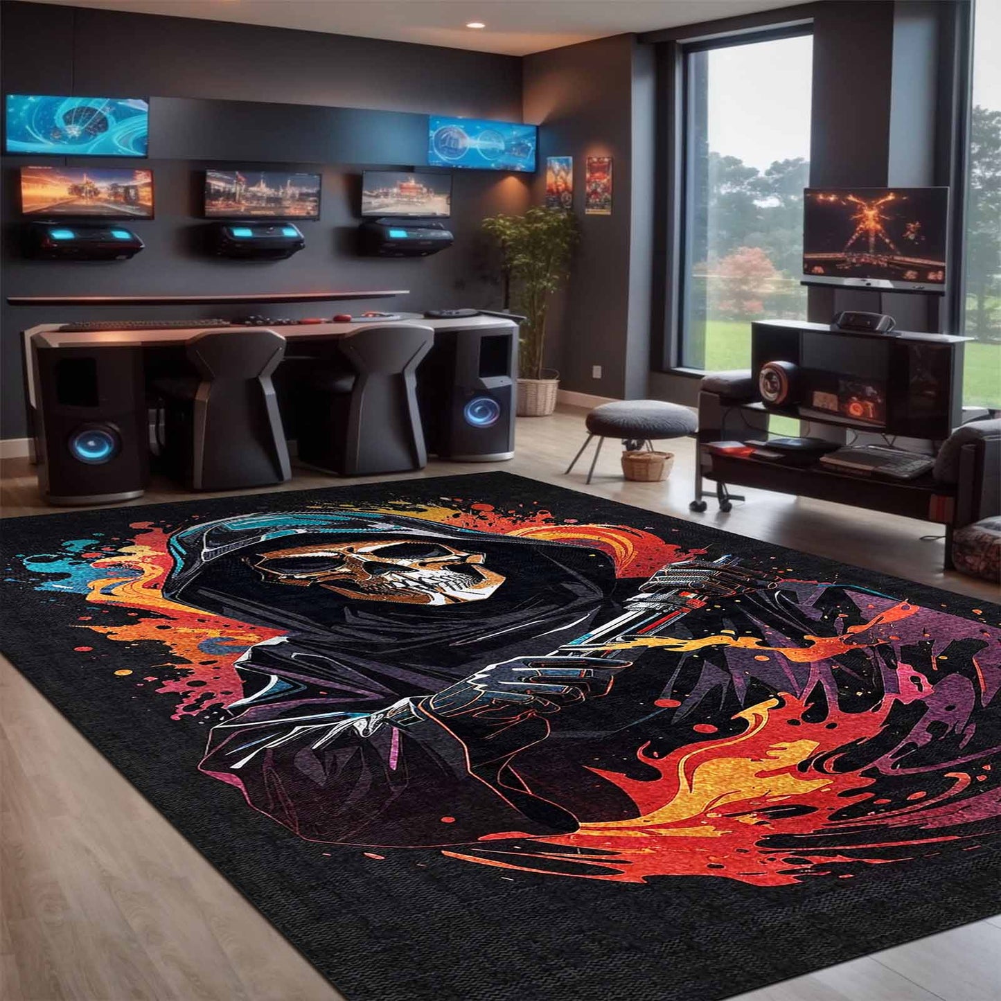 Power Gamer Bedruckter Teppich Chenille-Druck Maschinell Hergestellt, Videospiel Waschbarer Teppich