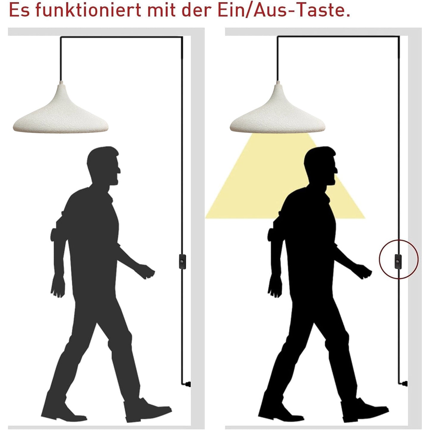 Bamyum Champion Metall mit 450 cm Kabel Schalter EU Stecker, Hängelampe