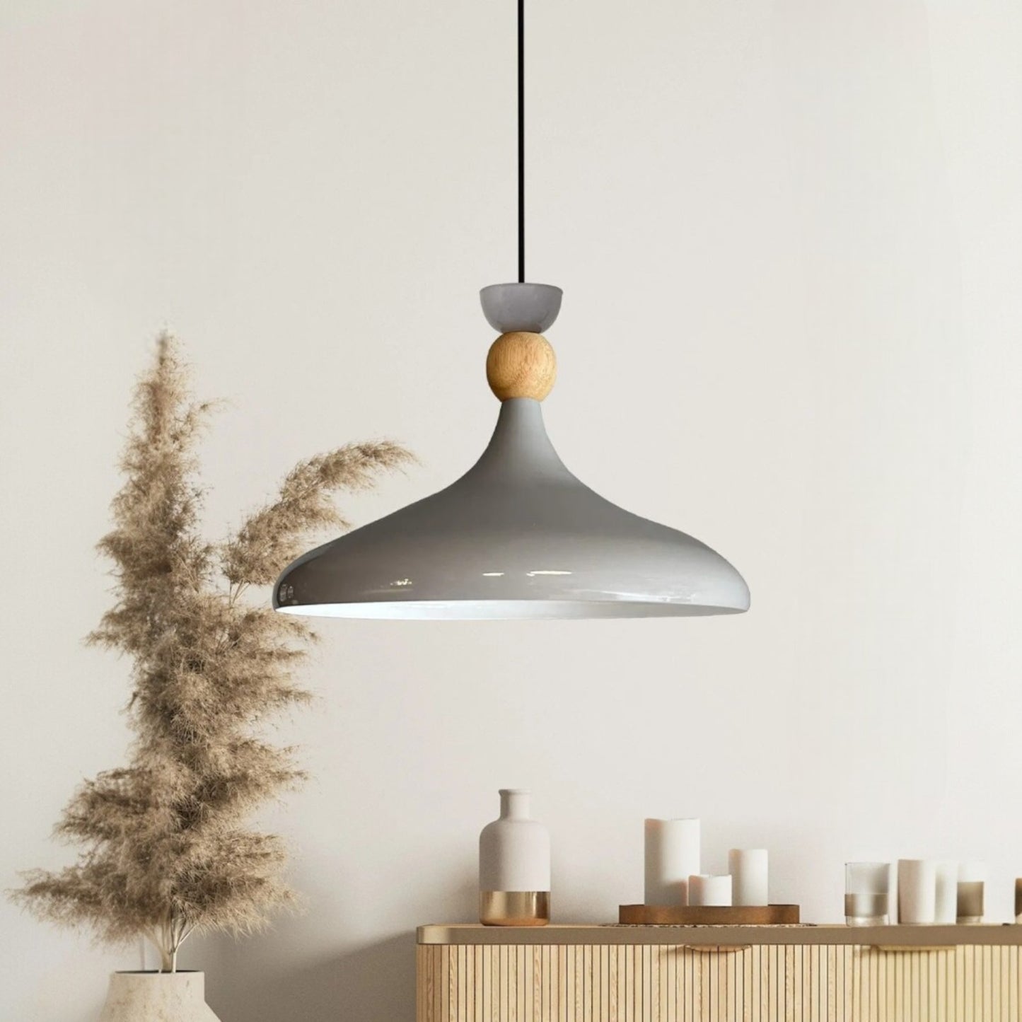 Pendelleuchte Champion aus Holz und Metall, 35 cm Hängelampe