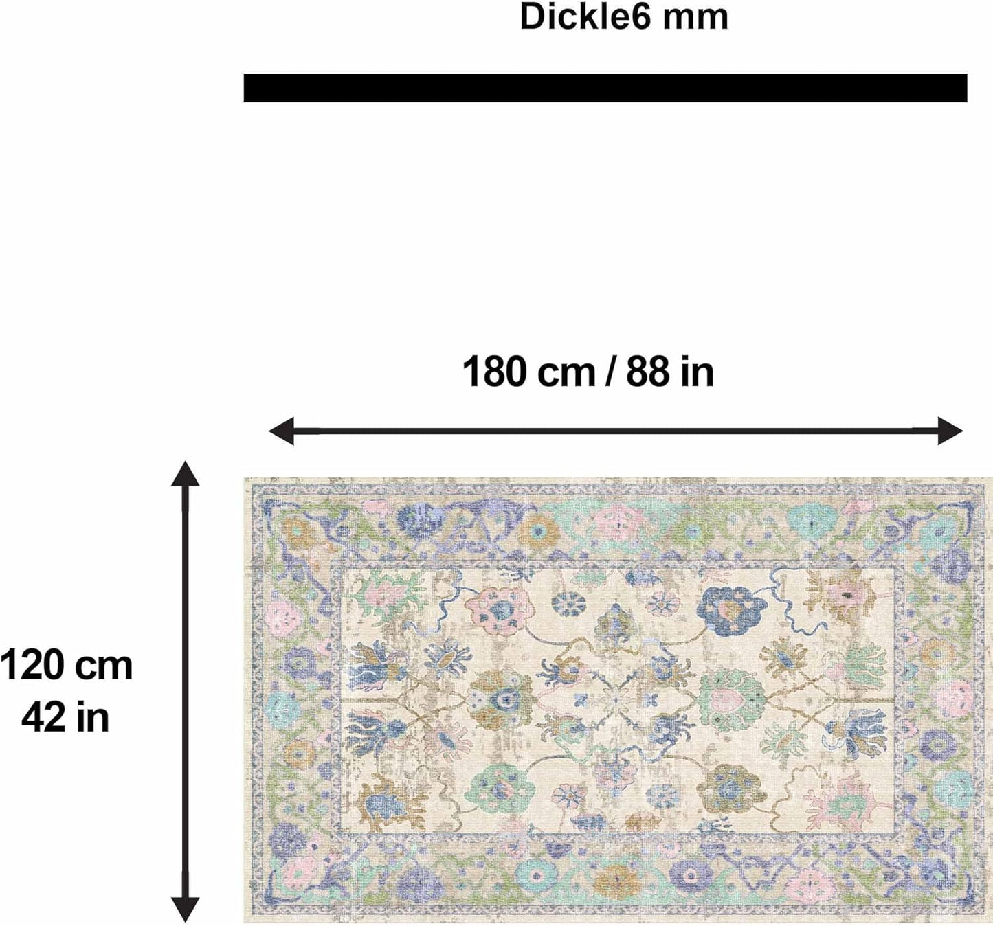Bedruckter Teppich Simay Chenille Print Maschinell hergestellt, waschbarer Vintage-Teppich