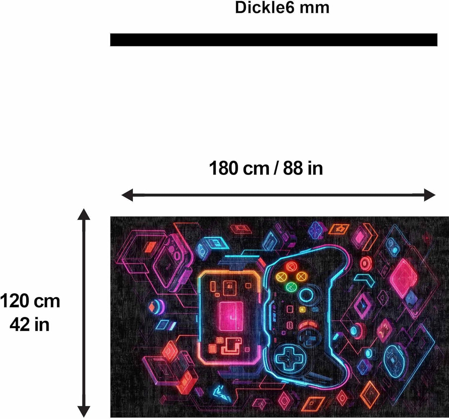 Gamer Teppich Console, Chenille Druck, maschinell gefertigt für das Gaming Zimmer