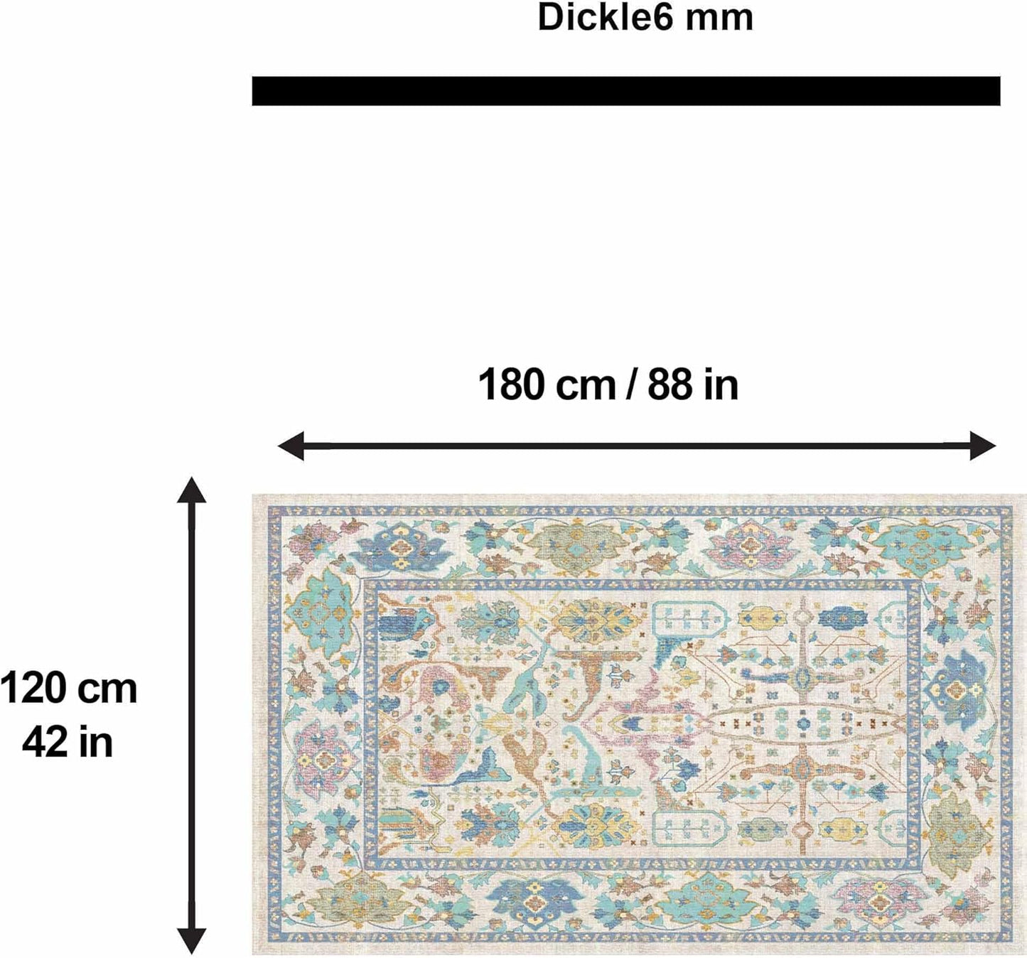 Bedruckter Teppich Sunse Chenille Print Maschinell hergestellt, waschbarer Vintage-Teppich