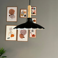 Pendelleuchte Risso Holz Metall, Modern Hängelampe ohne Leuchtmittel