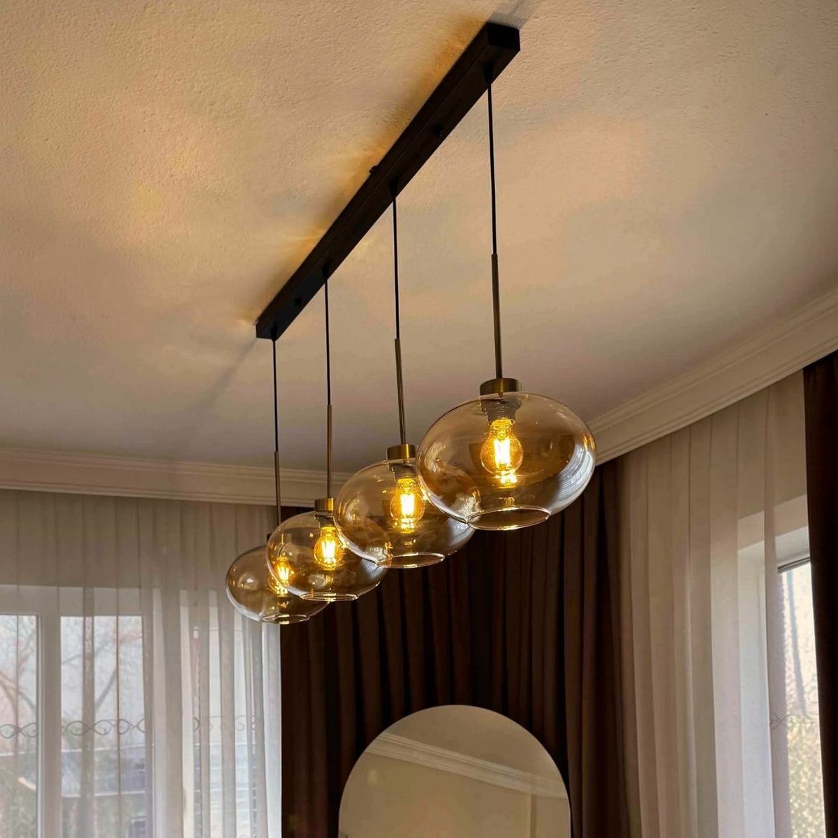 Pendelleuchte Solvia Vintage Glas, 25 cm Retro-Hängelampe