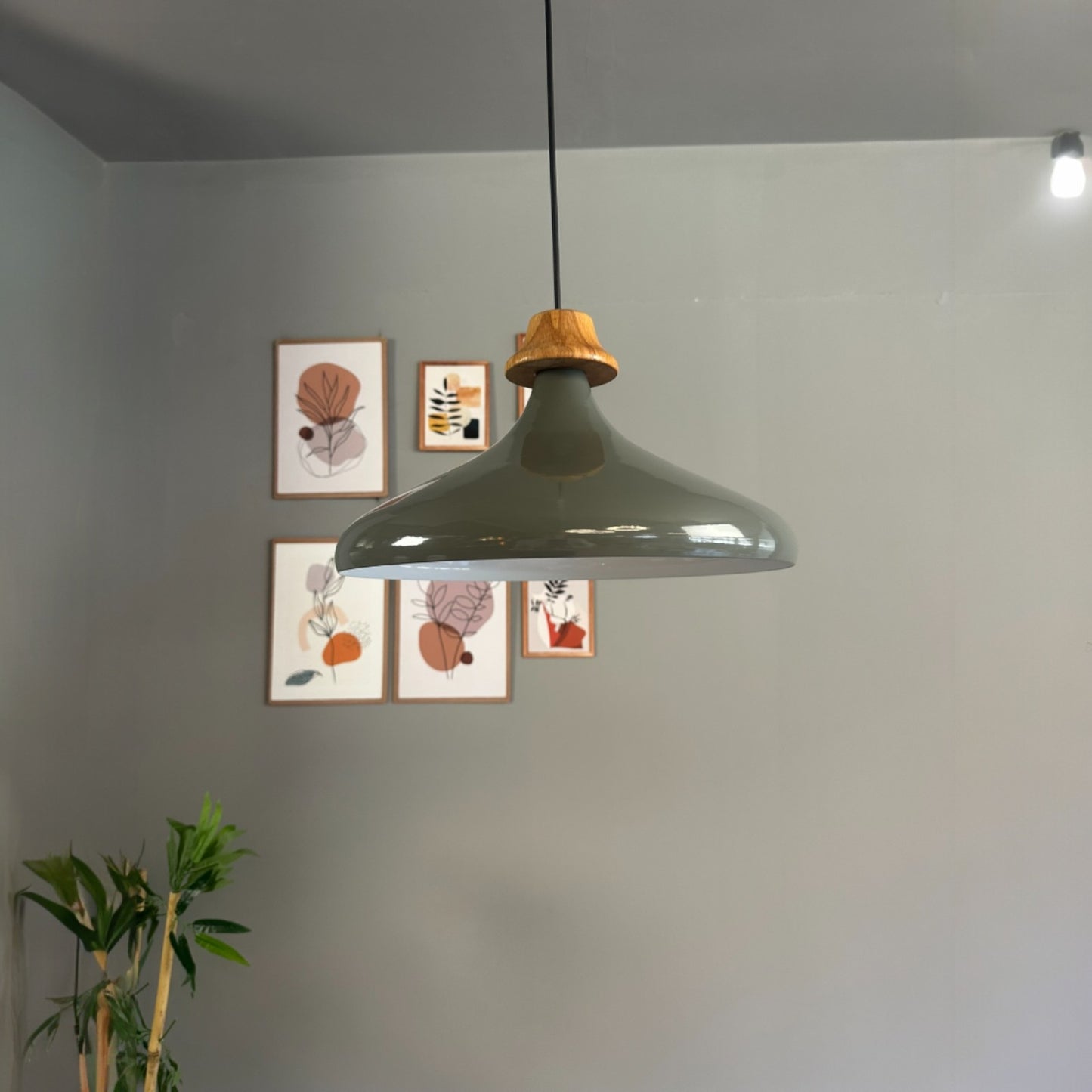 Pendelleuchte Champion J Holz Metall Ø35cm, Modern Hängelampe