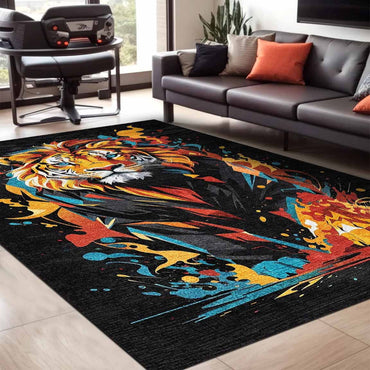 Lions Gamer Bedruckter Teppich Chenille-Druck Maschinell Hergestellt, Videospiel Waschbarer Teppich