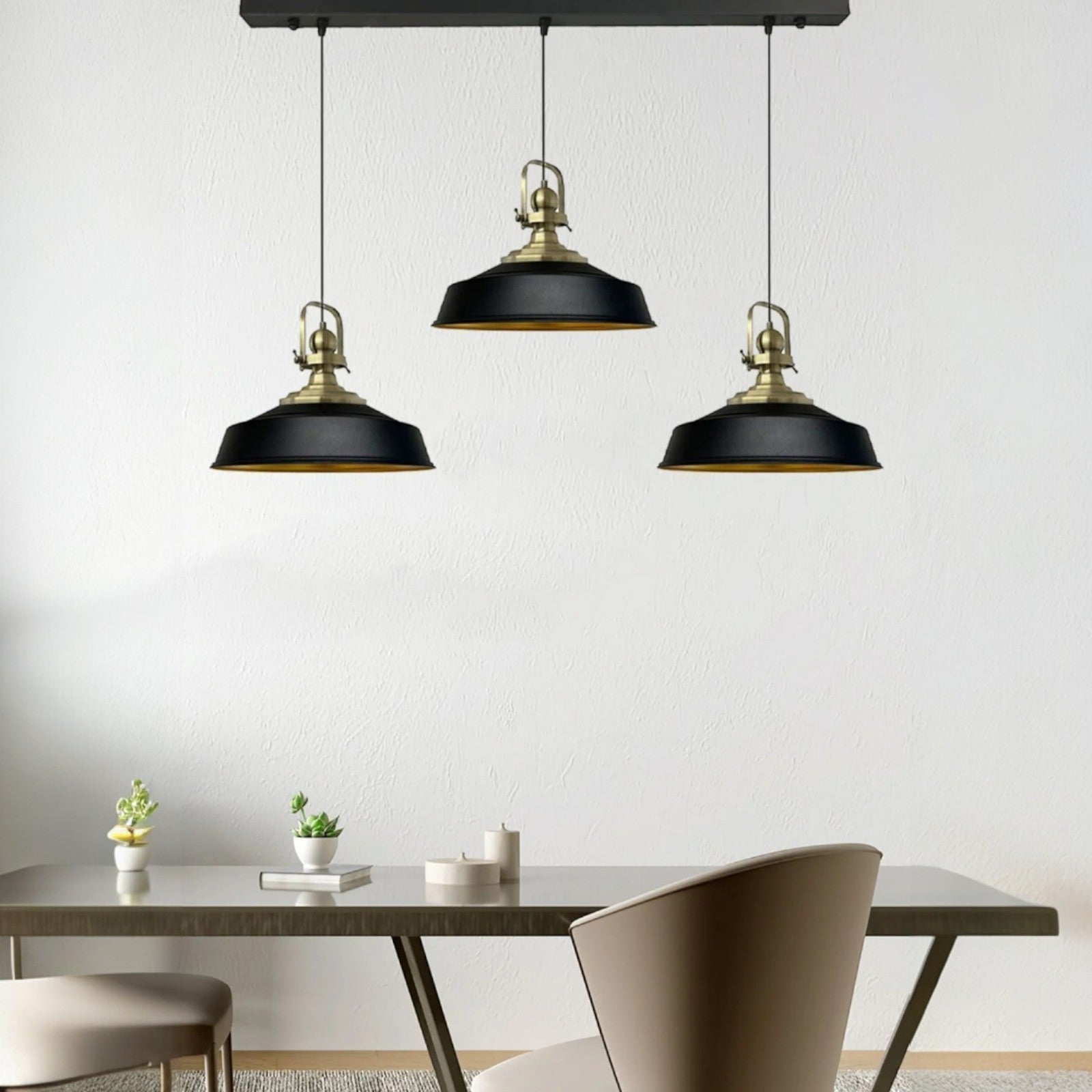 Pendelleuchte  Trio Metall Ø35cm, Retro Hängelampe