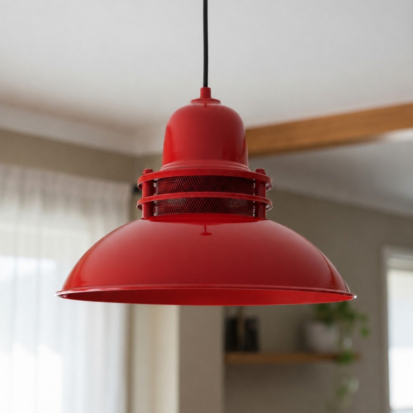 Pendelleuchte Bamyum Hängelampe Rot Metall Ø34 cm E27 Retro Lampe