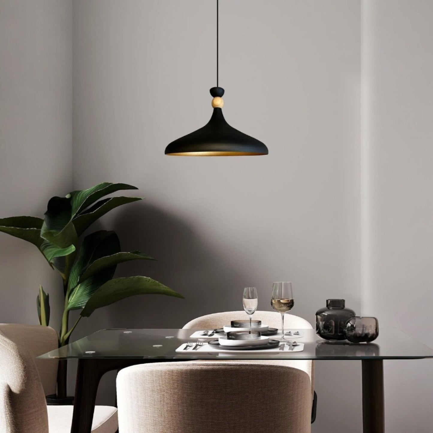 Pendelleuchte Champion aus Holz und Metall, 35 cm Hängelampe