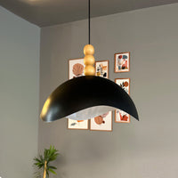 Luna Pendelleuchte aus Holz 40 cm, Hängelampe Metall E27 Moderne Lampe, Skandinavisch Pendellampe