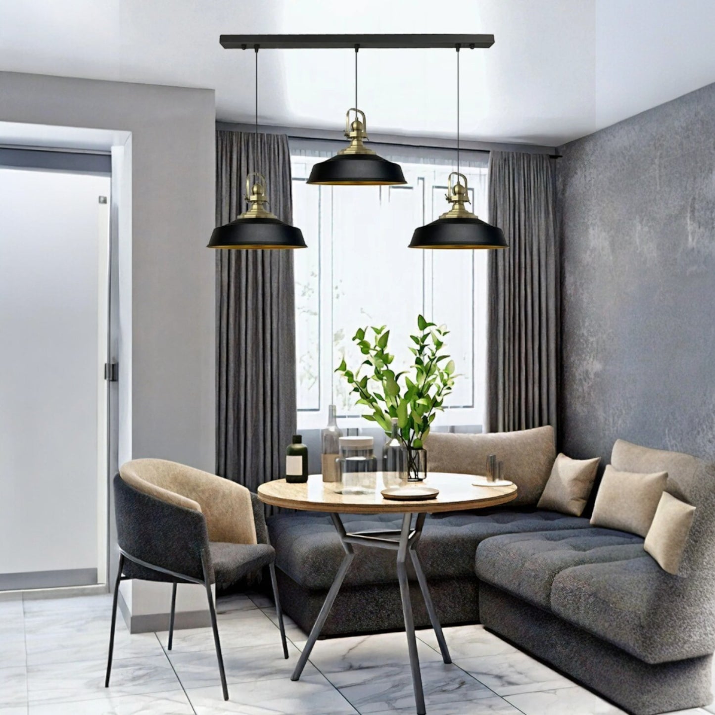 Pendelleuchte  Trio Metall Ø35cm, Retro Hängelampe