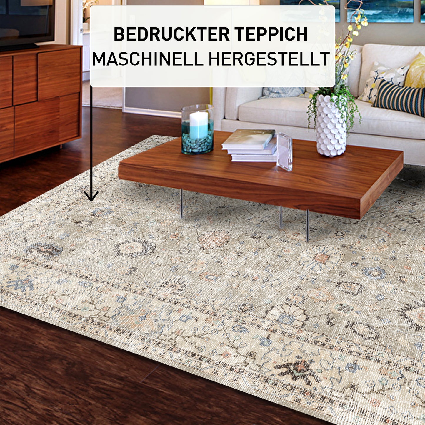 Monty Bedruckter Teppich Chenille-Druck Maschinell Hergestellt