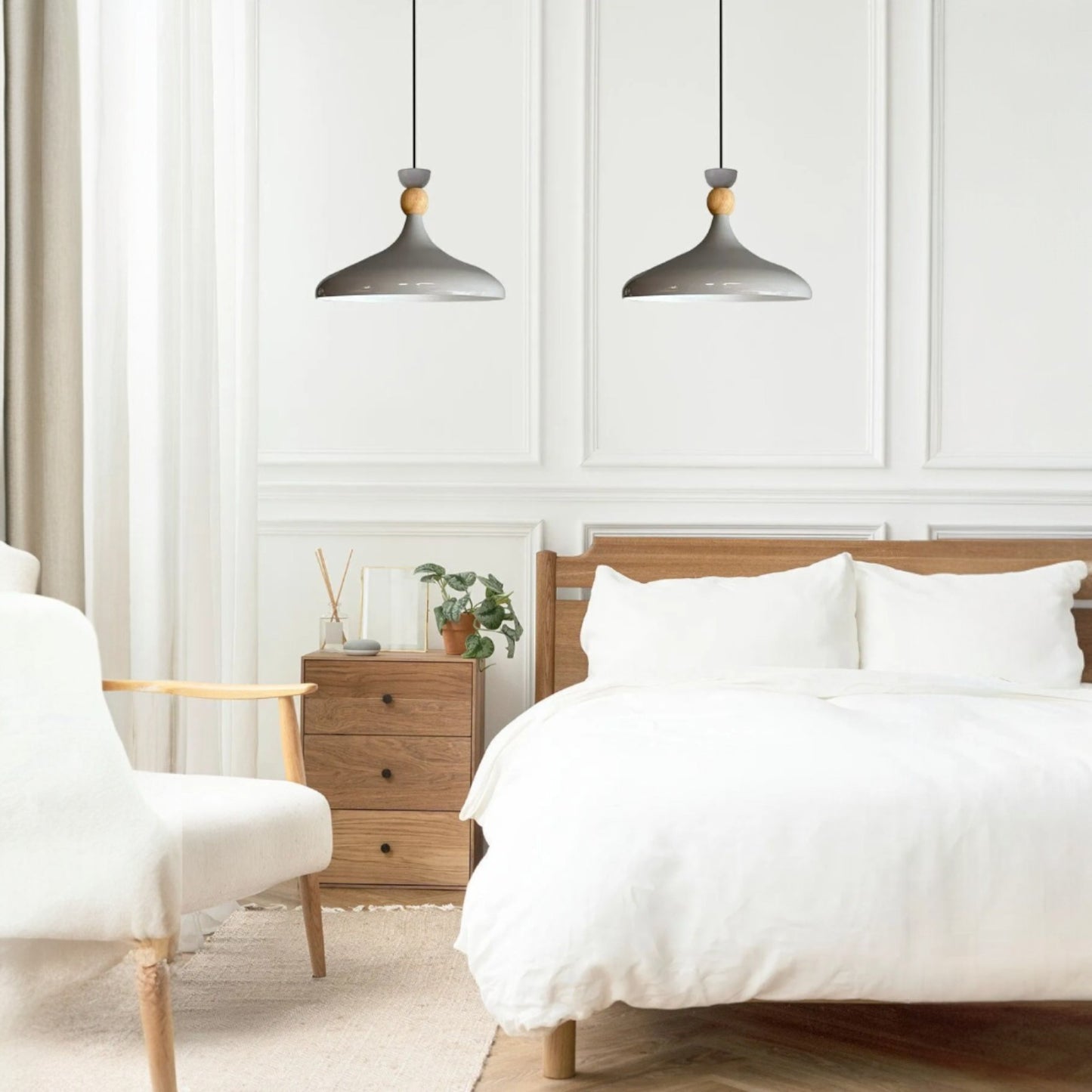 Pendelleuchte Champion aus Holz und Metall, 35 cm Hängelampe