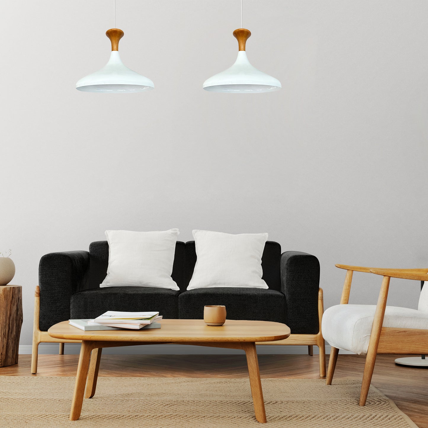 Pendelleuchte Bamyum Pendelleuchte Champion 35cm Metall Weiss-Innen Weiss E27 Lampe