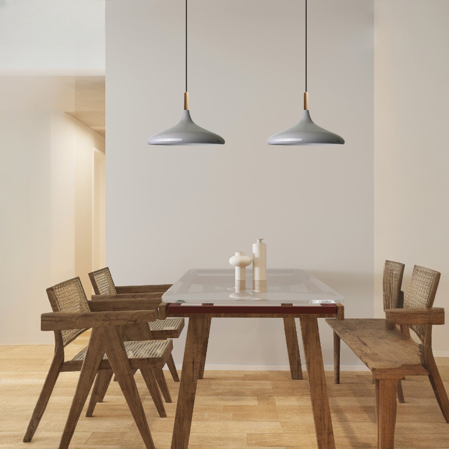 Pendelleuchte Champion Doppelter Kronleuchter Holz Metall Modern Pendelleuchte