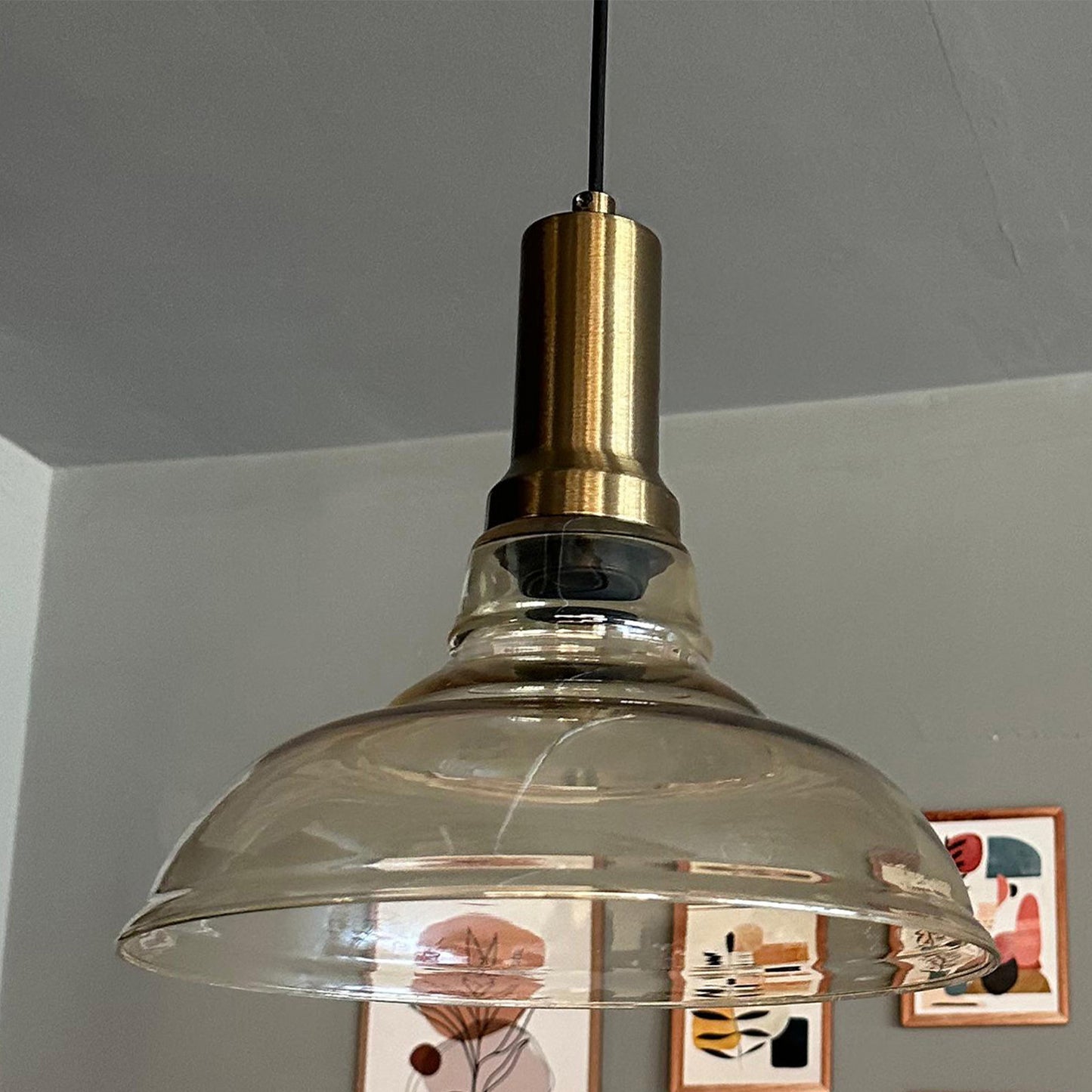 Glas Honig Farbe Einzel Kronleuchter Tumbled Kopf Retro Pendelleuchte Restaurant Wohnzimmer Beleuchtung