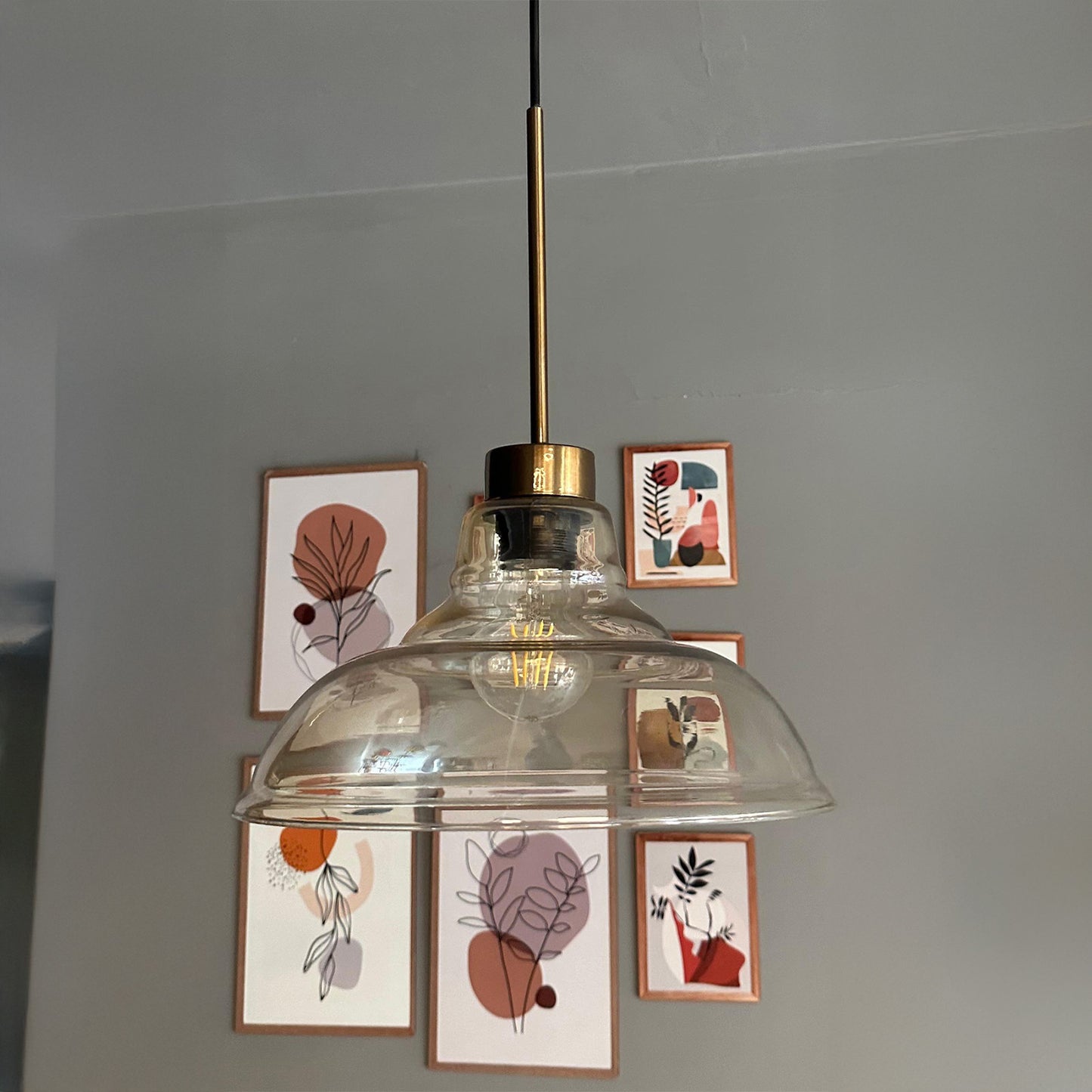 Glas Honig Farbe Einzel Kronleuchter Tumbled Kopf Retro Pendelleuchte Restaurant Wohnzimmer Beleuchtung