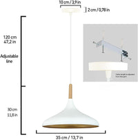 Pendelleuchte Metall Lampe I Champion I Holz Ø35 cm Metall E27 Hängelampe