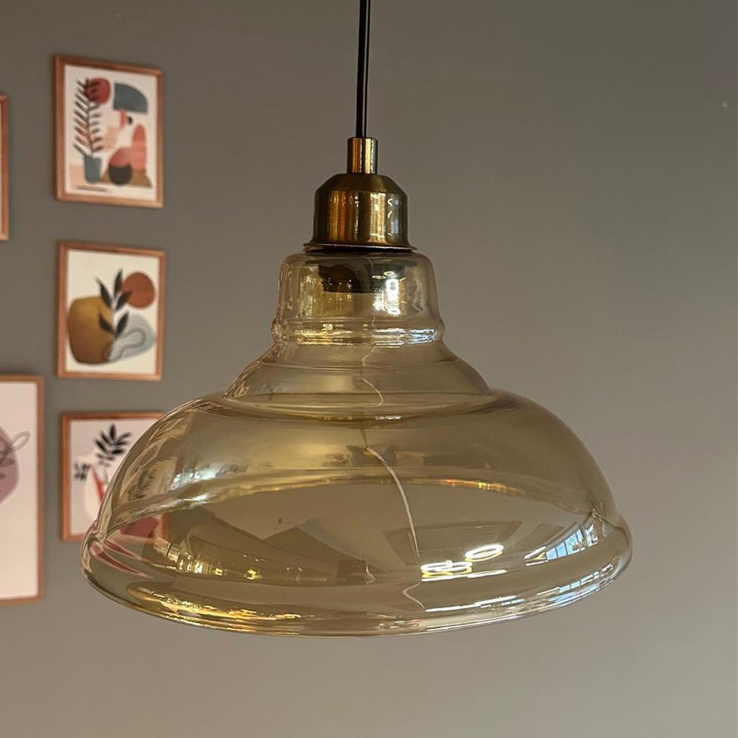 Glas Honig Farbe Einzel Kronleuchter Tumbled Kopf Retro Pendelleuchte Restaurant Wohnzimmer Beleuchtung