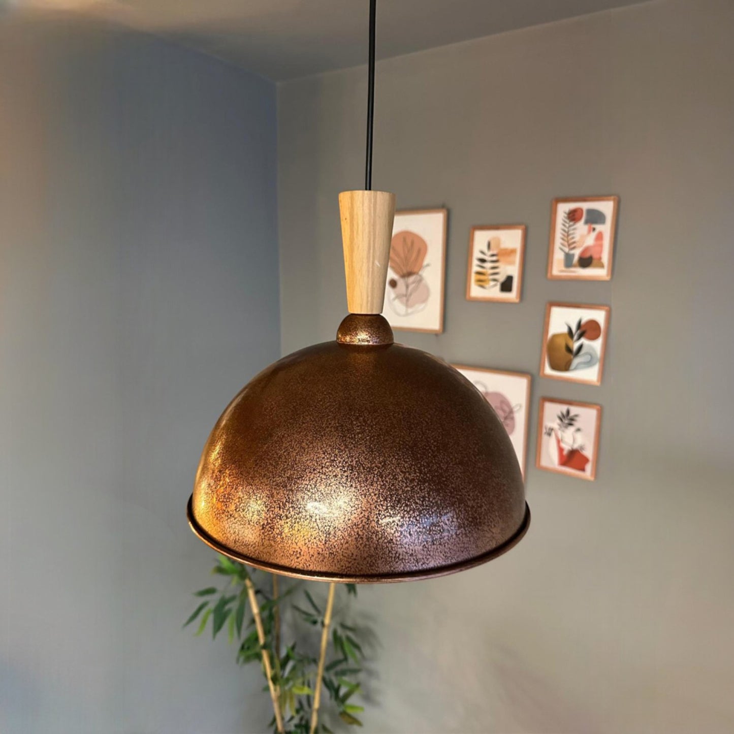 Pendelleuchte Yimpi Schlot Holz Metall, Modern Hängelampe