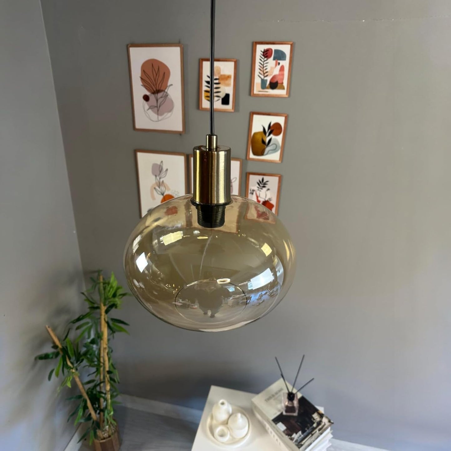 Pendelleuchte Solvia Vintage Glas, 25 cm Retro-Hängelampe